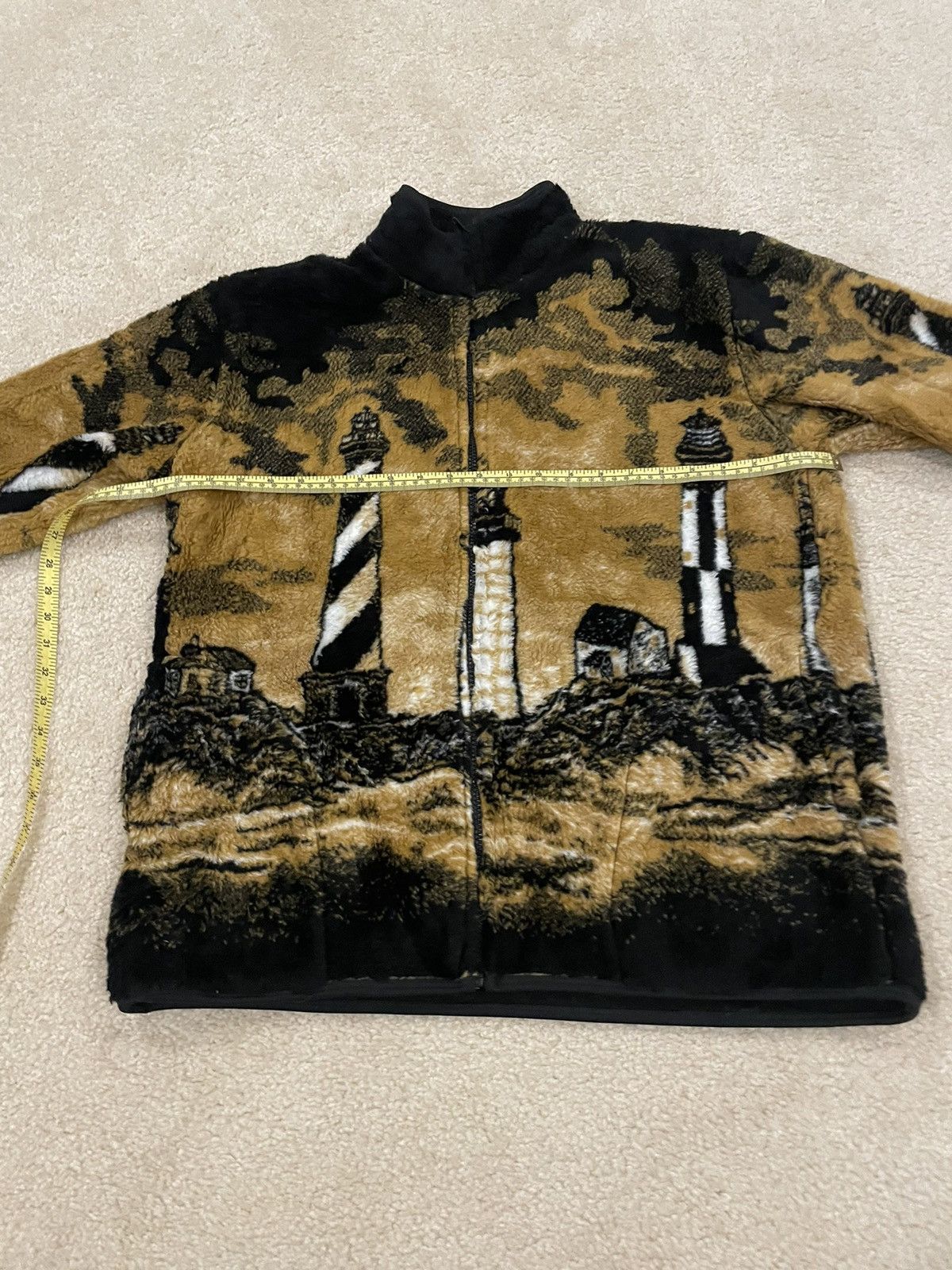 Vintage Vintage Outdoor Nature Fleece Jacket Lighthouse Black Gold Size US M / EU 48-50 / 2 - 4 Thumbnail
