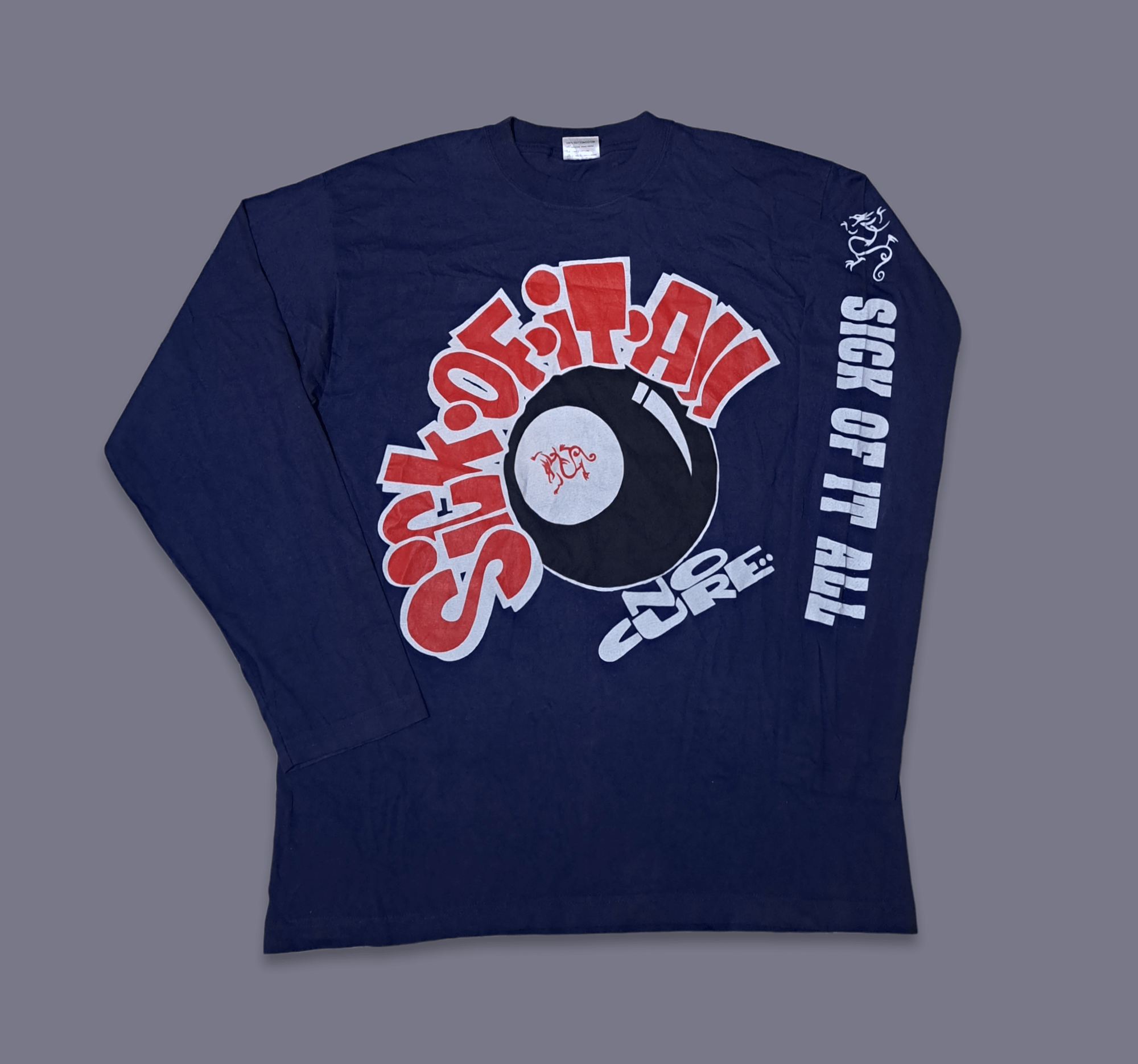 image of Band Tees x Grail Vintage 1994 Sick Of It All "no Cure" Graffiti Tees in Navy, Men's (Size Large)
