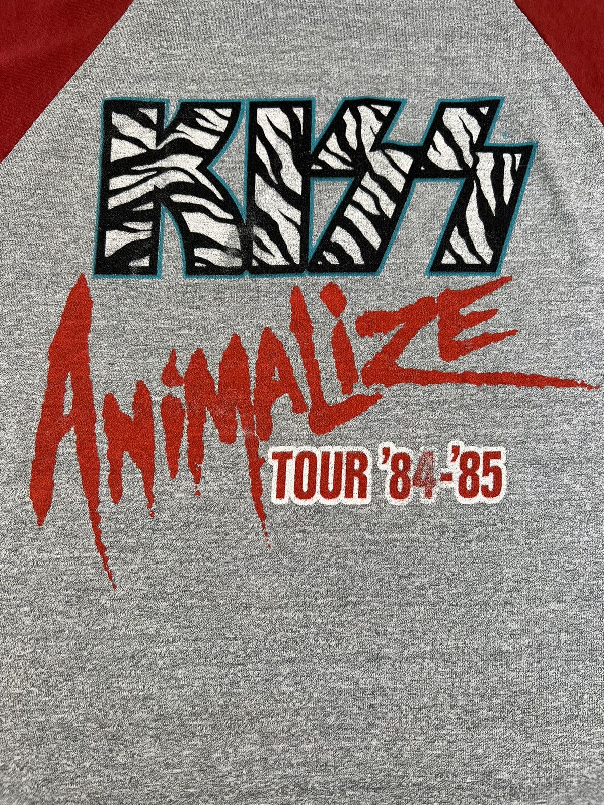 Band Tees × KISS × Vintage 1984 1985 Kiss Animalize Tour T Shirt Raglan Long Sleeve Size US S / EU 44-46 / 1 - 4 Thumbnail