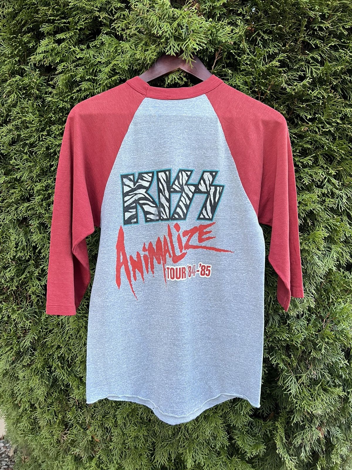 Band Tees × KISS × Vintage 1984 1985 Kiss Animalize Tour T Shirt Raglan Long Sleeve Size US S / EU 44-46 / 1 - 2 Thumbnail