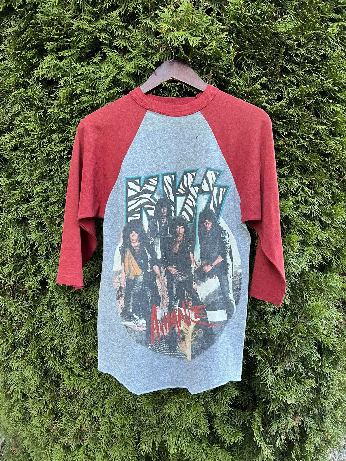 Band Tees × KISS × Vintage 1984 1985 Kiss Animalize Tour T Shirt Raglan Long Sleeve Size US S / EU 44-46 / 1 - 1 Thumbnail