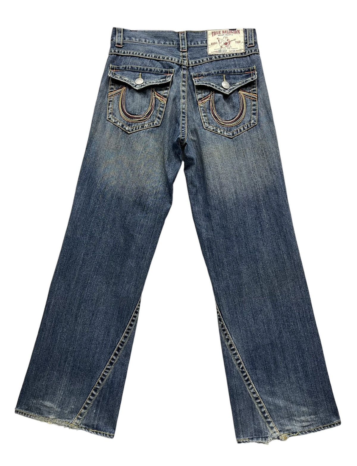 True Religion × Vintage 🔥SICK TRUE RELIGION JOEY BIG T Distressed Baggy Flared💥 Size US 33 - 5 Thumbnail