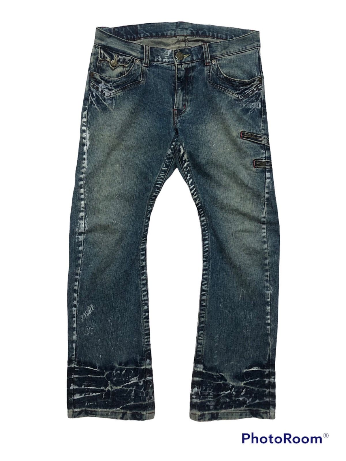 Hysteric Glamour × Japanese Brand RARE!! JAPANESE BRAND RATTLE TRAP PAINTER FLARED DENIM JEANS Size US 35 - 1 Thumbnail