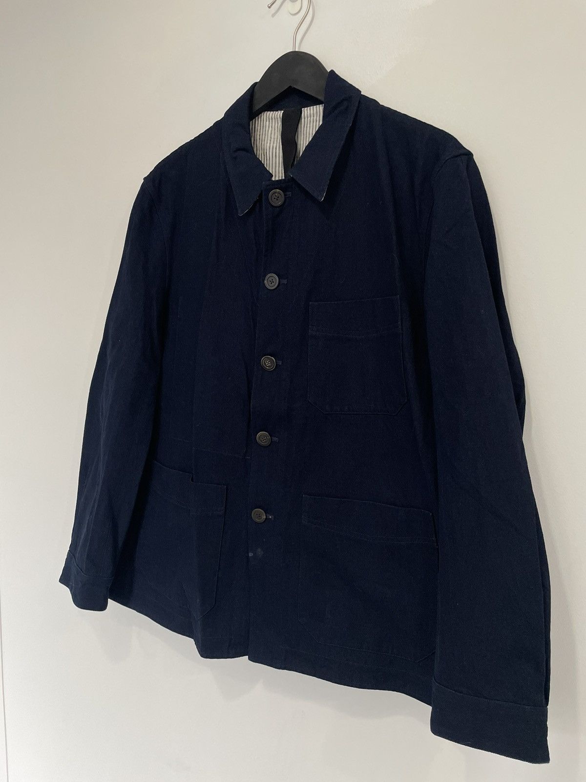 image of Forme D Expression Washed Cotton Twill Work Jacket in Navy, Men's (Size Medium)