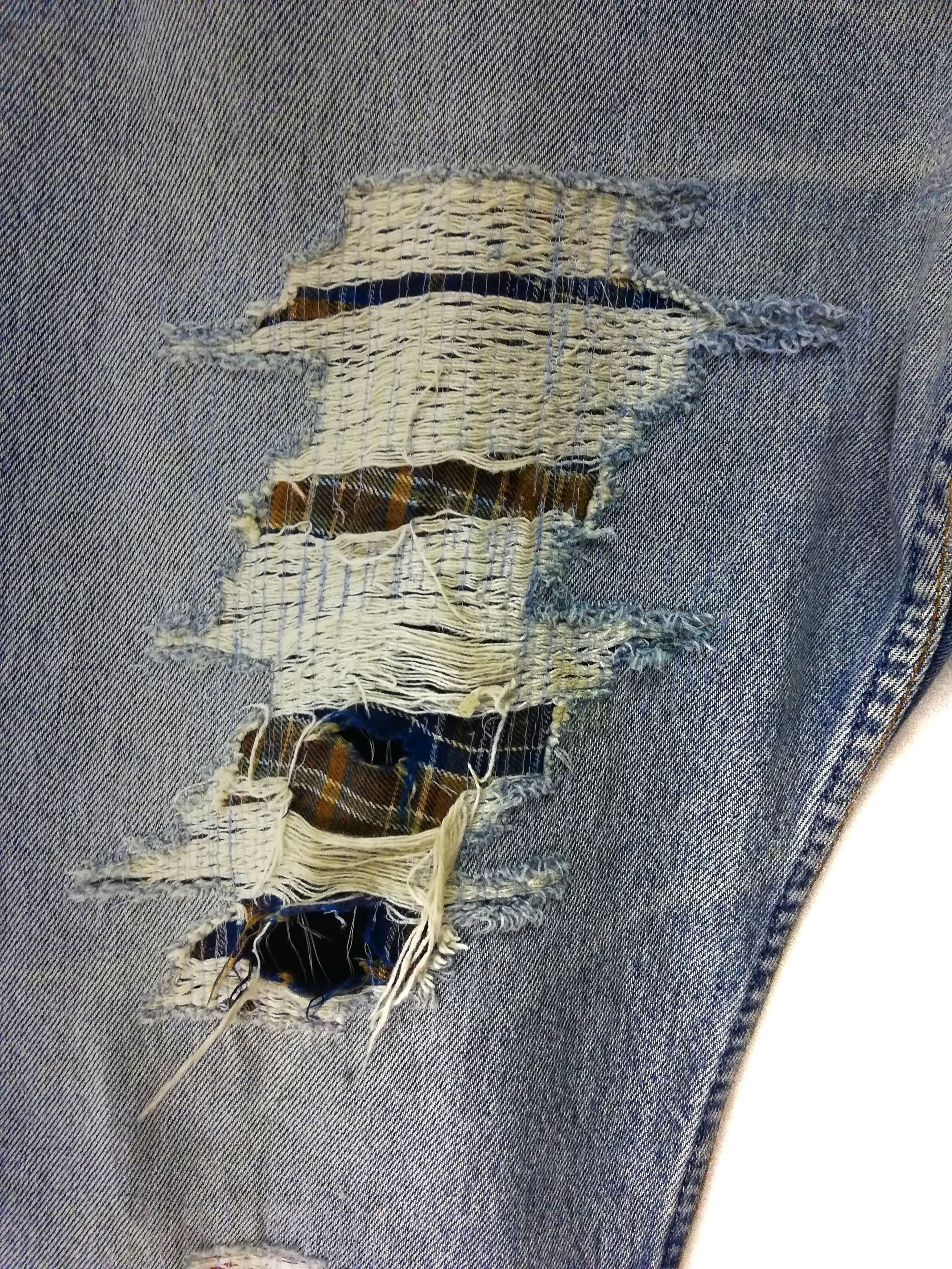 Levi's Vintage Clothing 🔥Distressed Design Levi's Customized Distressed Patchwork Size US 35 - 4 Thumbnail