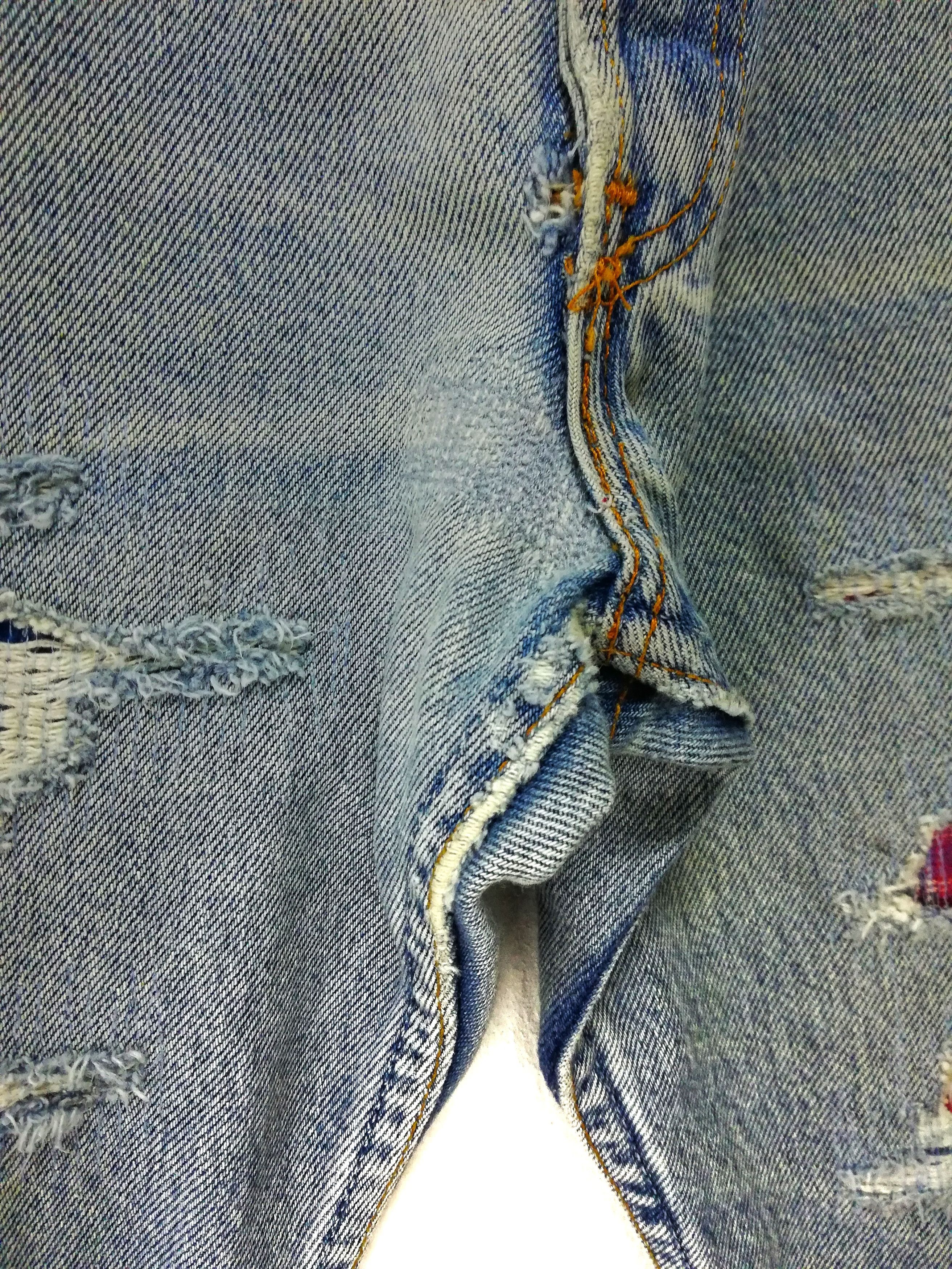 Levi's Vintage Clothing 🔥Distressed Design Levi's Customized Distressed Patchwork Size US 35 - 3 Thumbnail