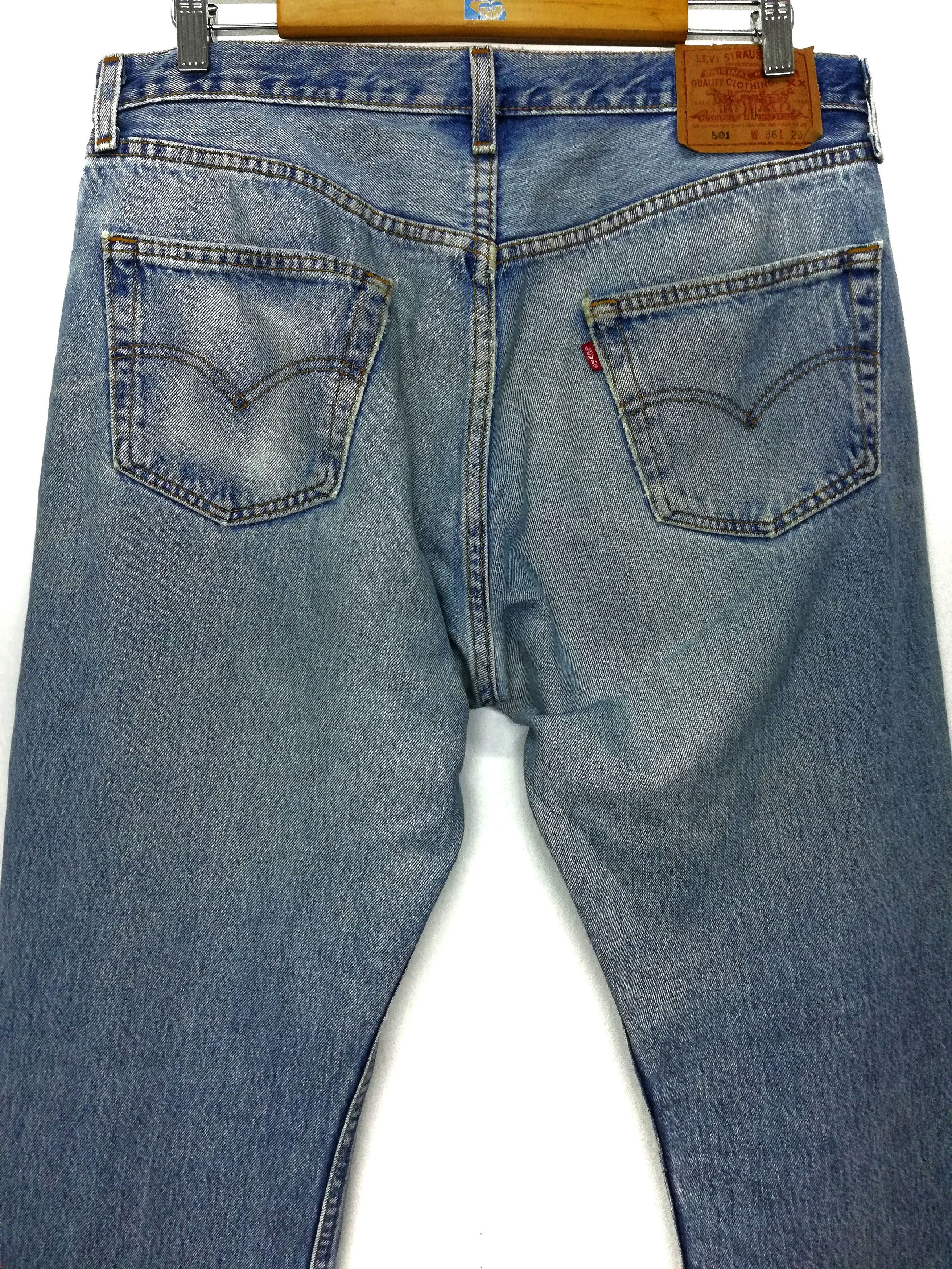 Levi's Vintage Clothing 🔥Distressed Design Levi's Customized Distressed Patchwork Size US 35 - 7 Thumbnail