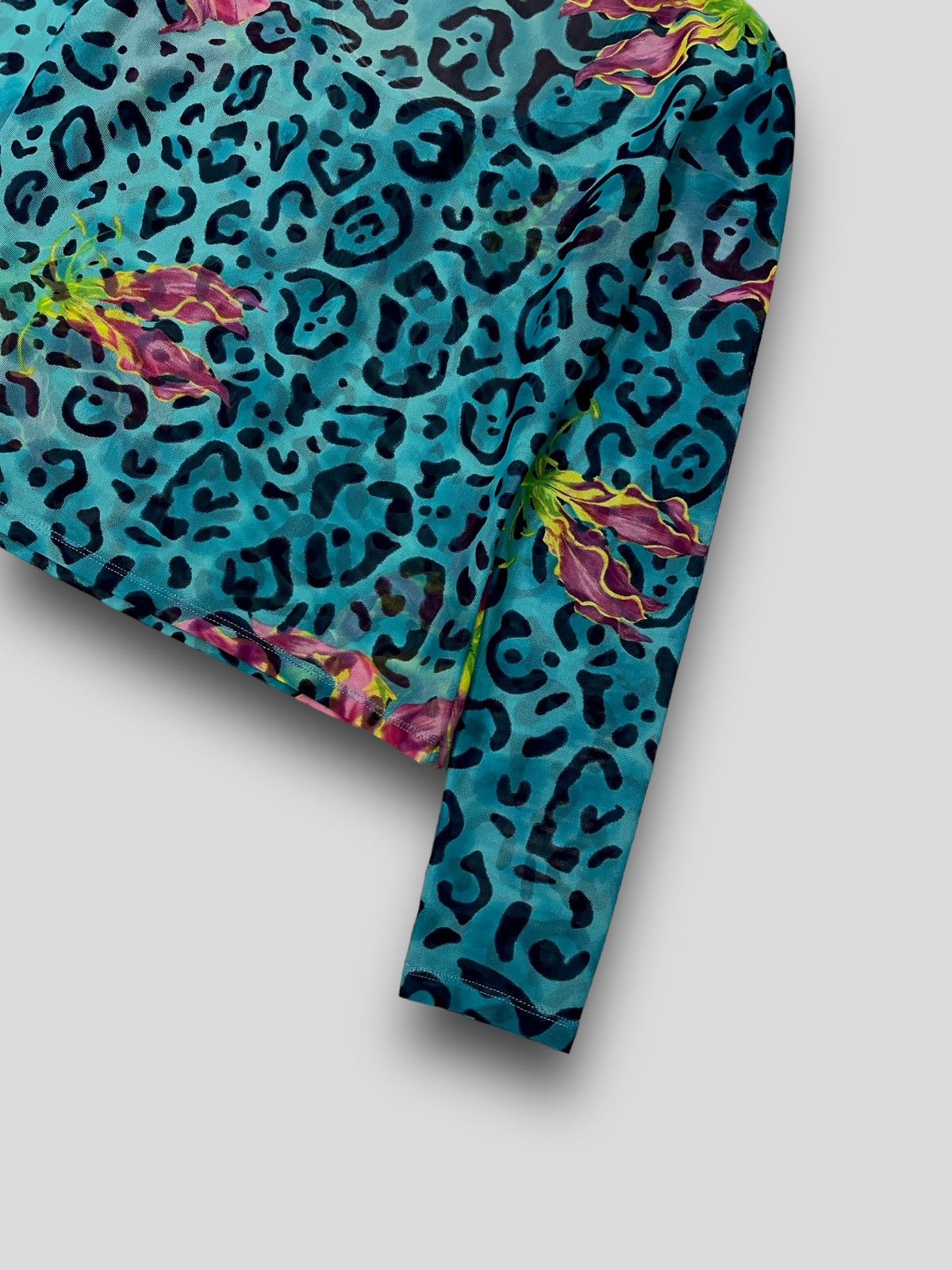 Versace Versace Abstract Floral Print Turqois Longsleeve Mesh Size L / US 10 / IT 46 - 7 Thumbnail