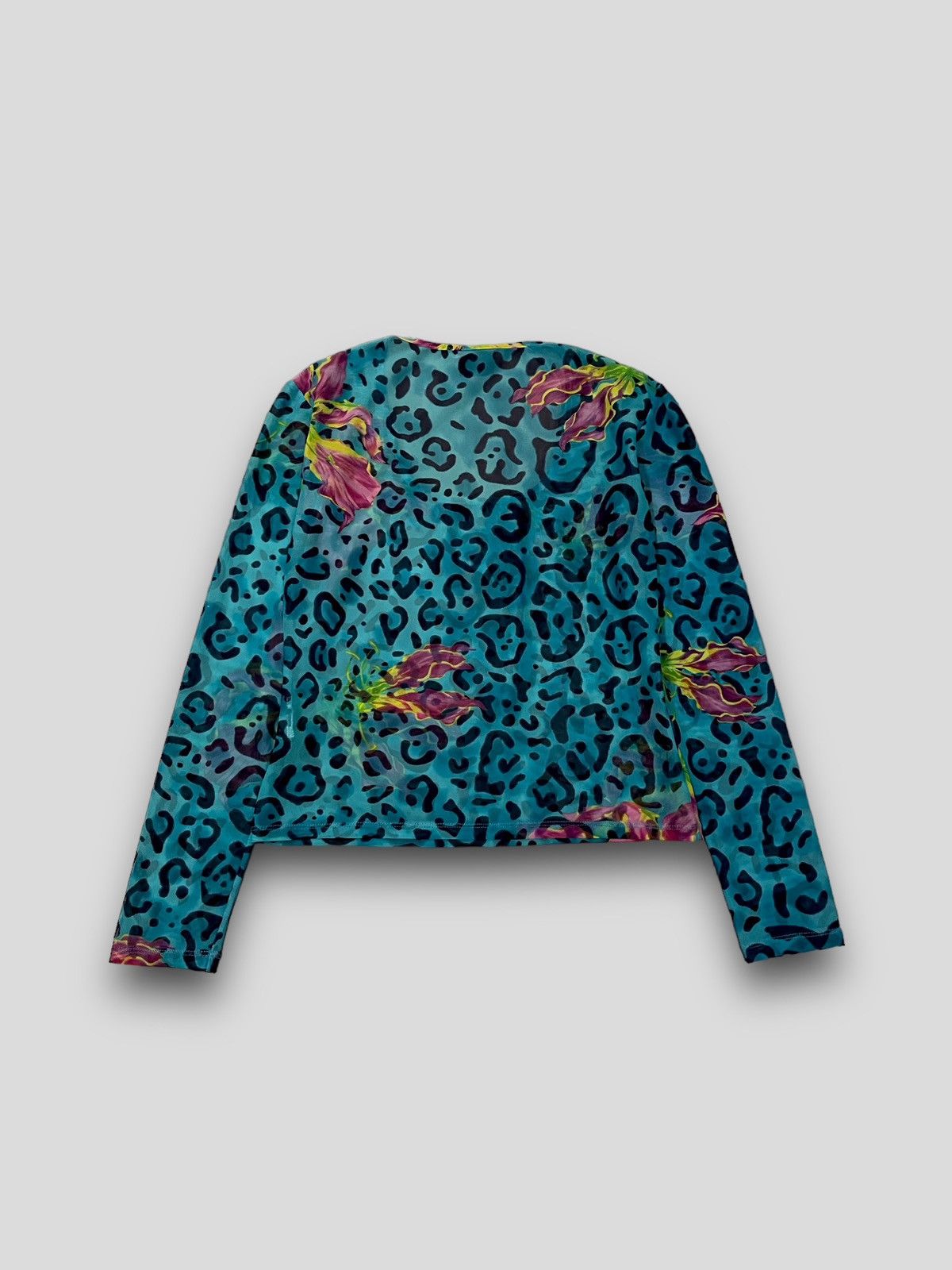 Versace Versace Abstract Floral Print Turqois Longsleeve Mesh Size L / US 10 / IT 46 - 6 Thumbnail