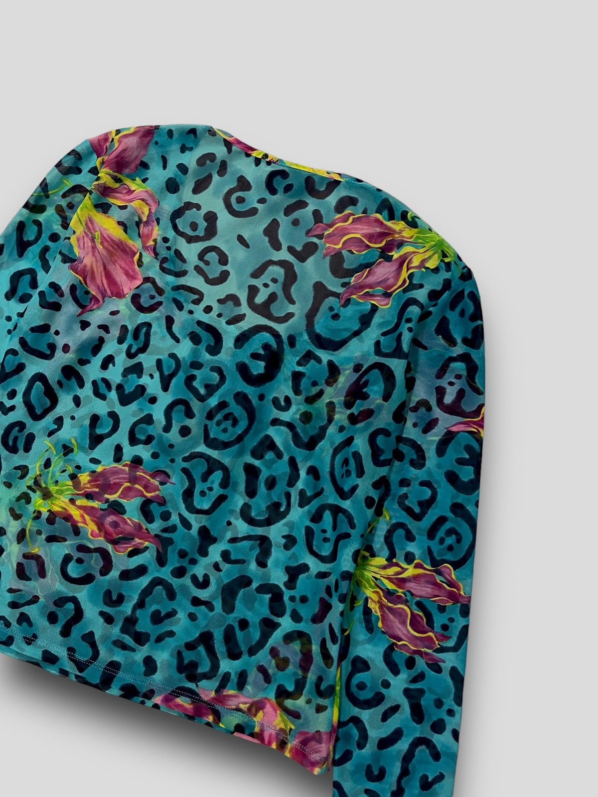 Versace Versace Abstract Floral Print Turqois Longsleeve Mesh Size L / US 10 / IT 46 - 8 Thumbnail