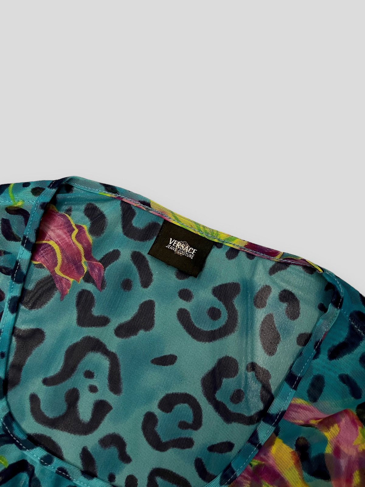 Versace Versace Abstract Floral Print Turqois Longsleeve Mesh Size L / US 10 / IT 46 - 10 Thumbnail