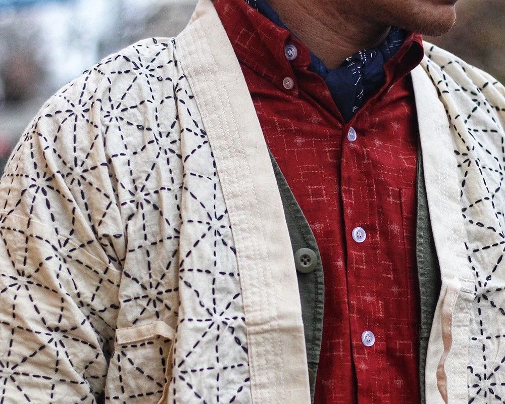 Art Comes First × Japanese Brand 🔥Sashiko Stitch Vintage Japanese Kimono Traditional Boro🔥 Size US S / EU 44-46 / 1 - 2 Thumbnail