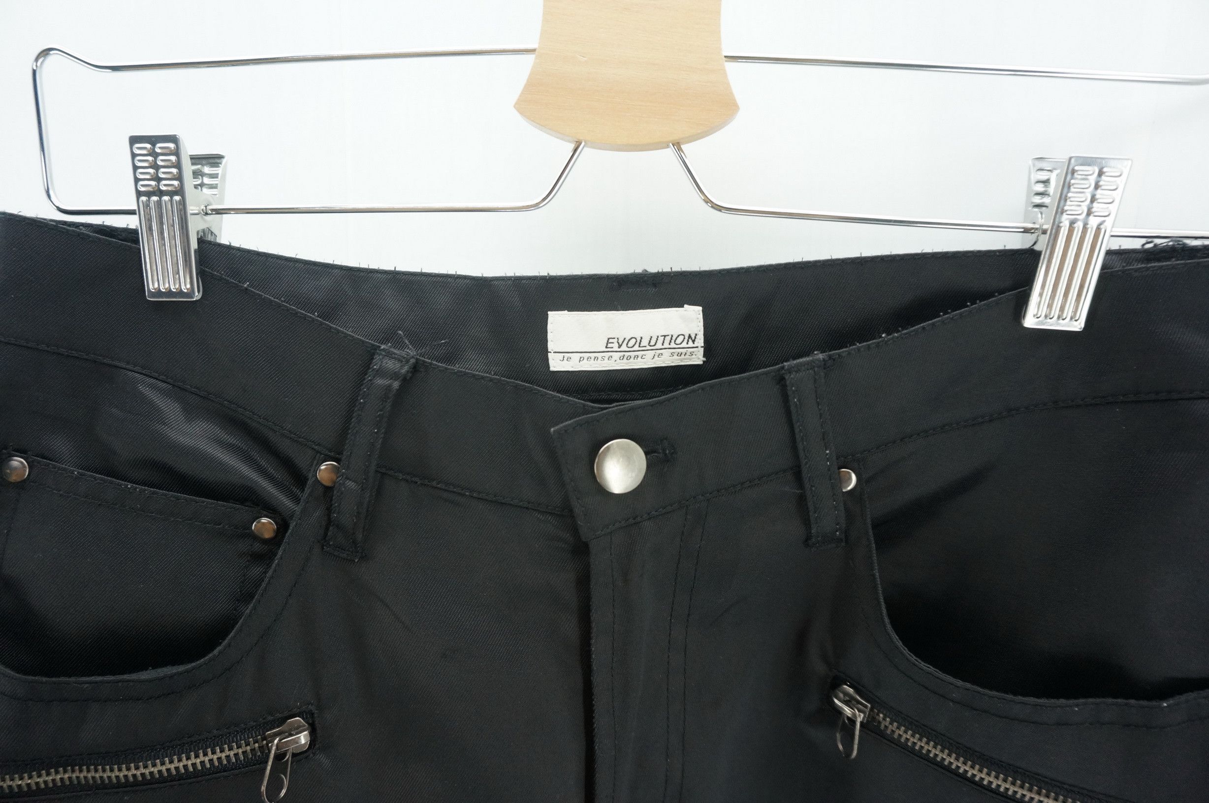 Japanese Brand EVOLUTION Flared Low Rise Skinny Shiny Black Women's pants Size 29" - 12 Thumbnail