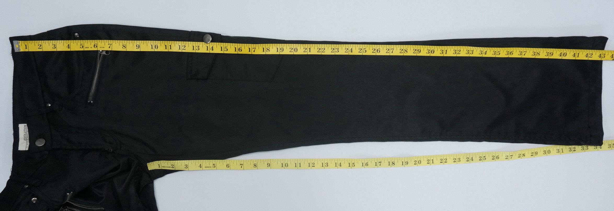 Japanese Brand EVOLUTION Flared Low Rise Skinny Shiny Black Women's pants Size 29" - 15 Thumbnail