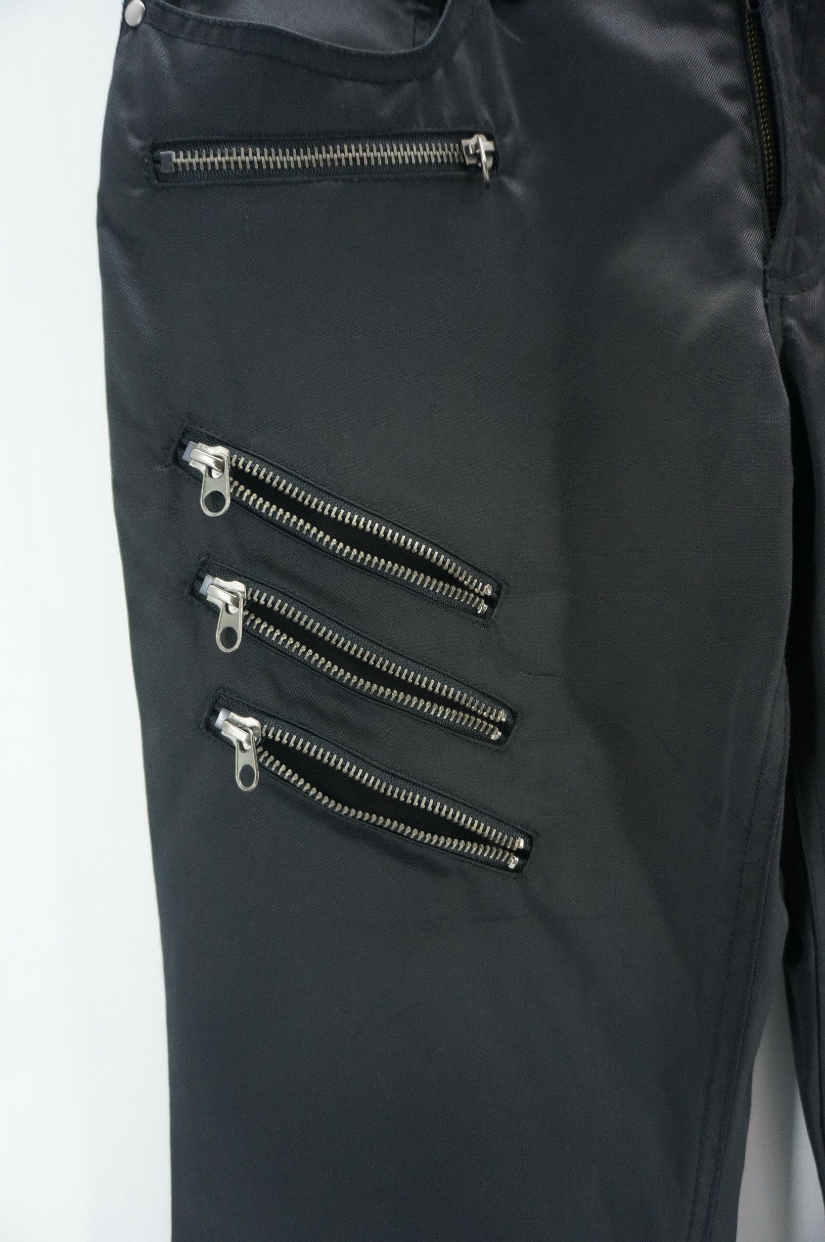 Japanese Brand EVOLUTION Flared Low Rise Skinny Shiny Black Women's pants Size 29" - 8 Thumbnail