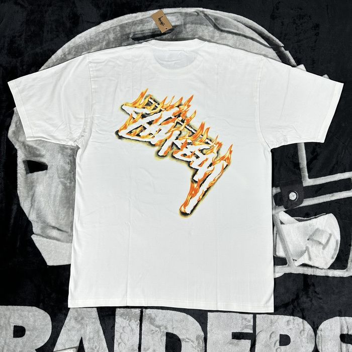 Stussy STUSSY FLAMES BURNING STOCK TEE WHITE - XL | Grailed