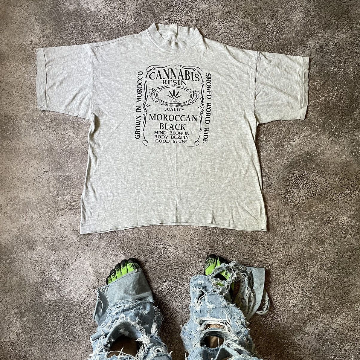 Vintage Vintage Y2K Cannabis Graphic Tee Faded Black Oversized XL Size US XL / EU 56 / 4 - 1 Thumbnail
