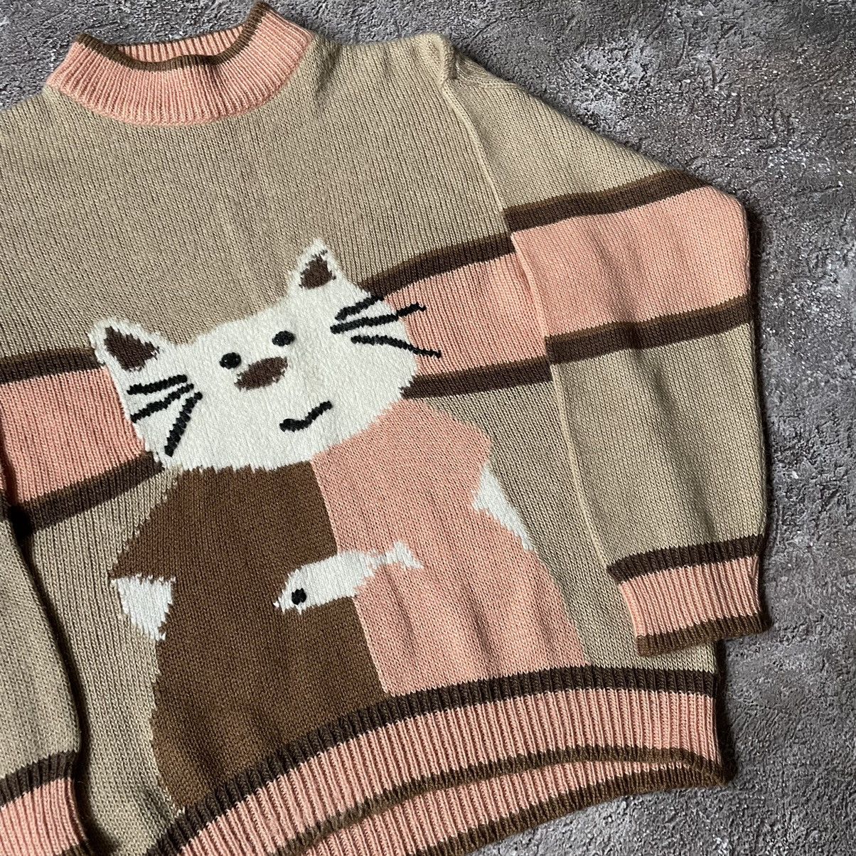 Vintage Vintage Y2K Cat Graphic Knit Sweater Quirky Indie Thrashed M Size US M / EU 48-50 / 2 - 6 Thumbnail