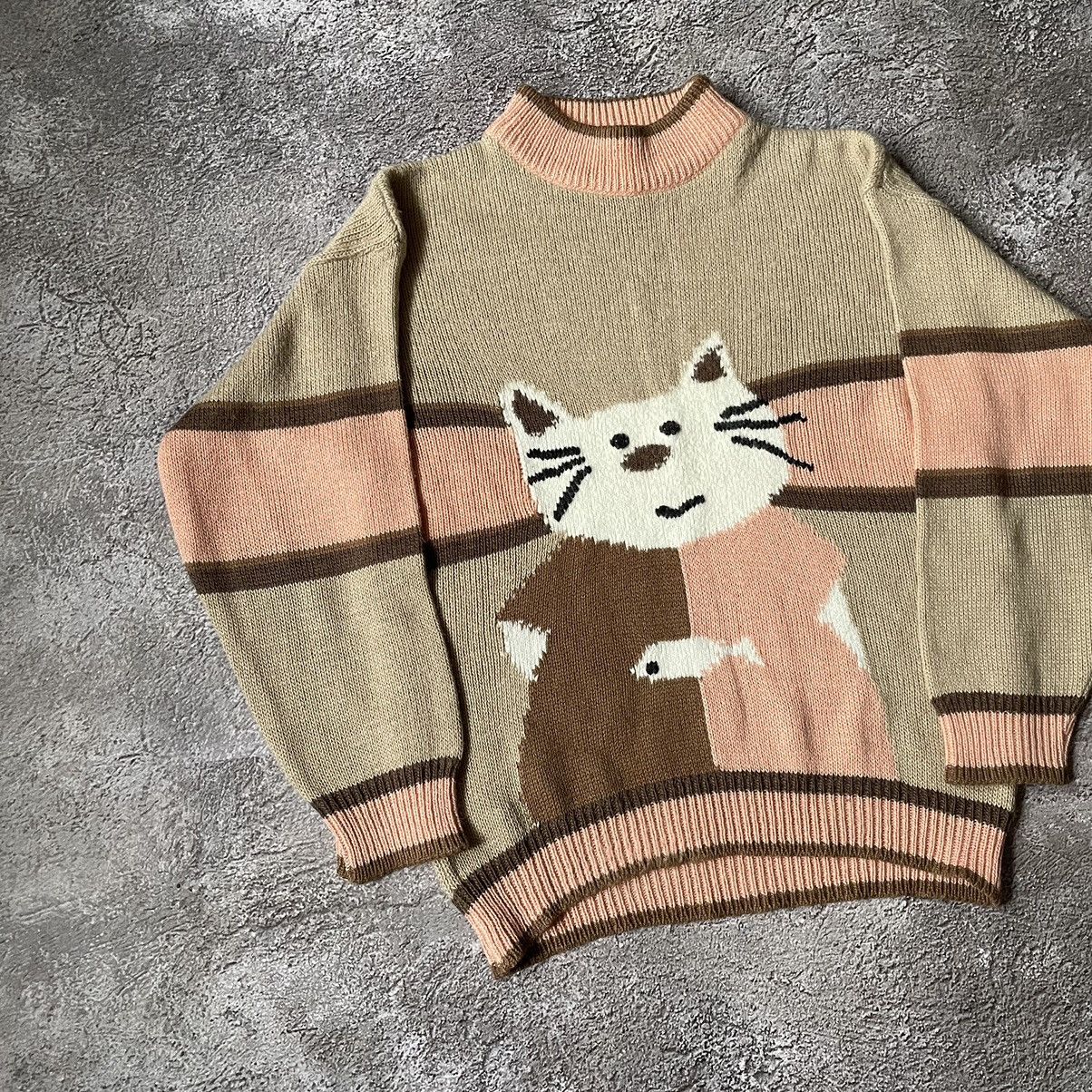 Vintage Vintage Y2K Cat Graphic Knit Sweater Quirky Indie Thrashed M Size US M / EU 48-50 / 2 - 4 Thumbnail