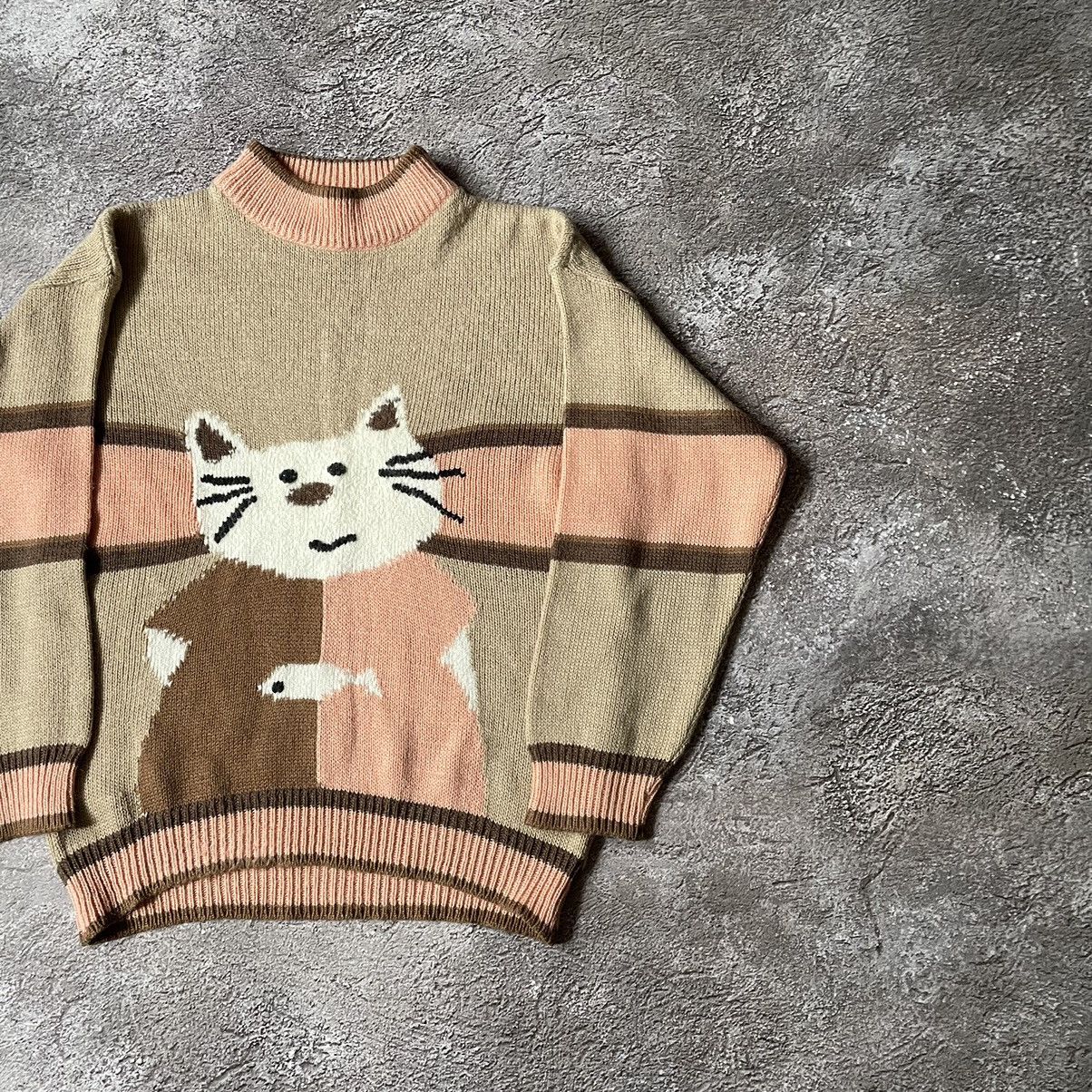 Vintage Vintage Y2K Cat Graphic Knit Sweater Quirky Indie Thrashed M Size US M / EU 48-50 / 2 - 3 Thumbnail
