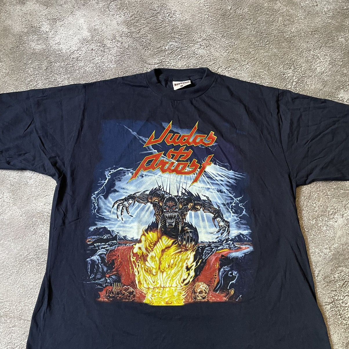 Band Tees Vintage 90s JUDAS PRIEST FACE MONSTER CREEPY XL Size US XL / EU 56 / 4 - 5 Thumbnail