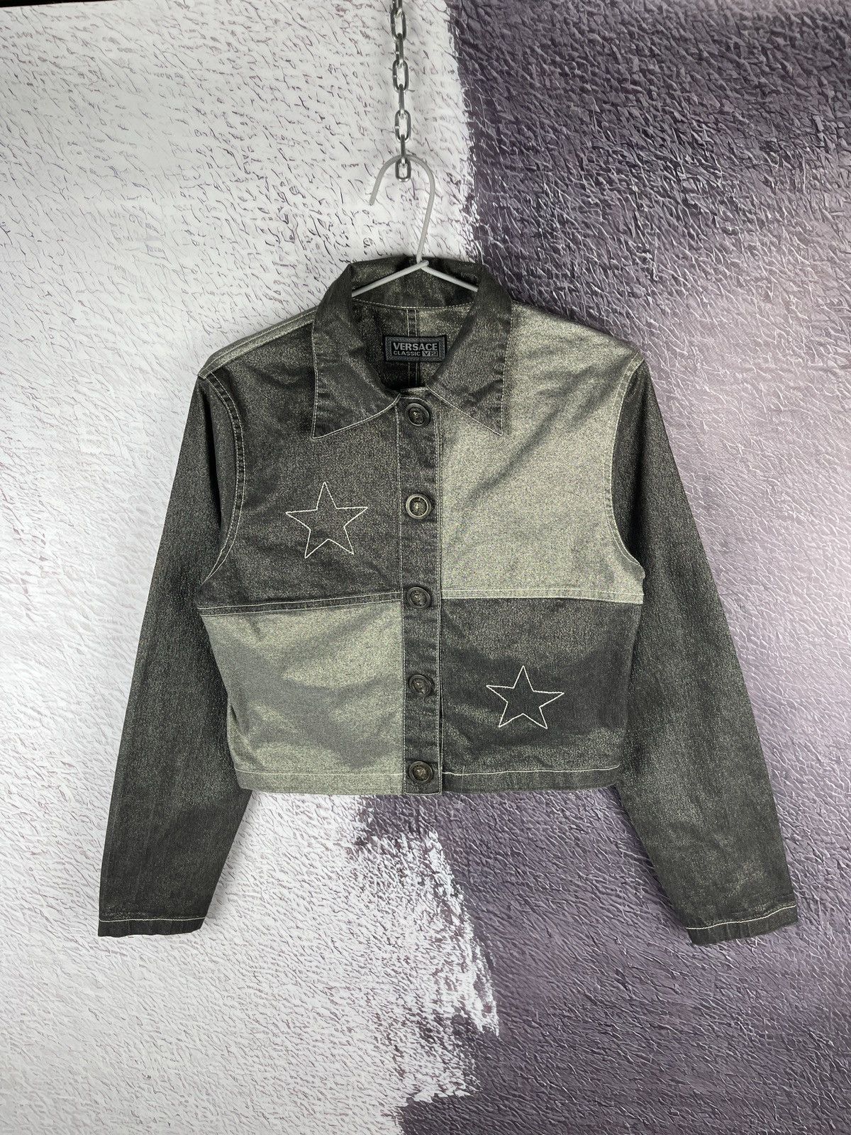 Versace classic v2 double color stars lightweight denim jckt