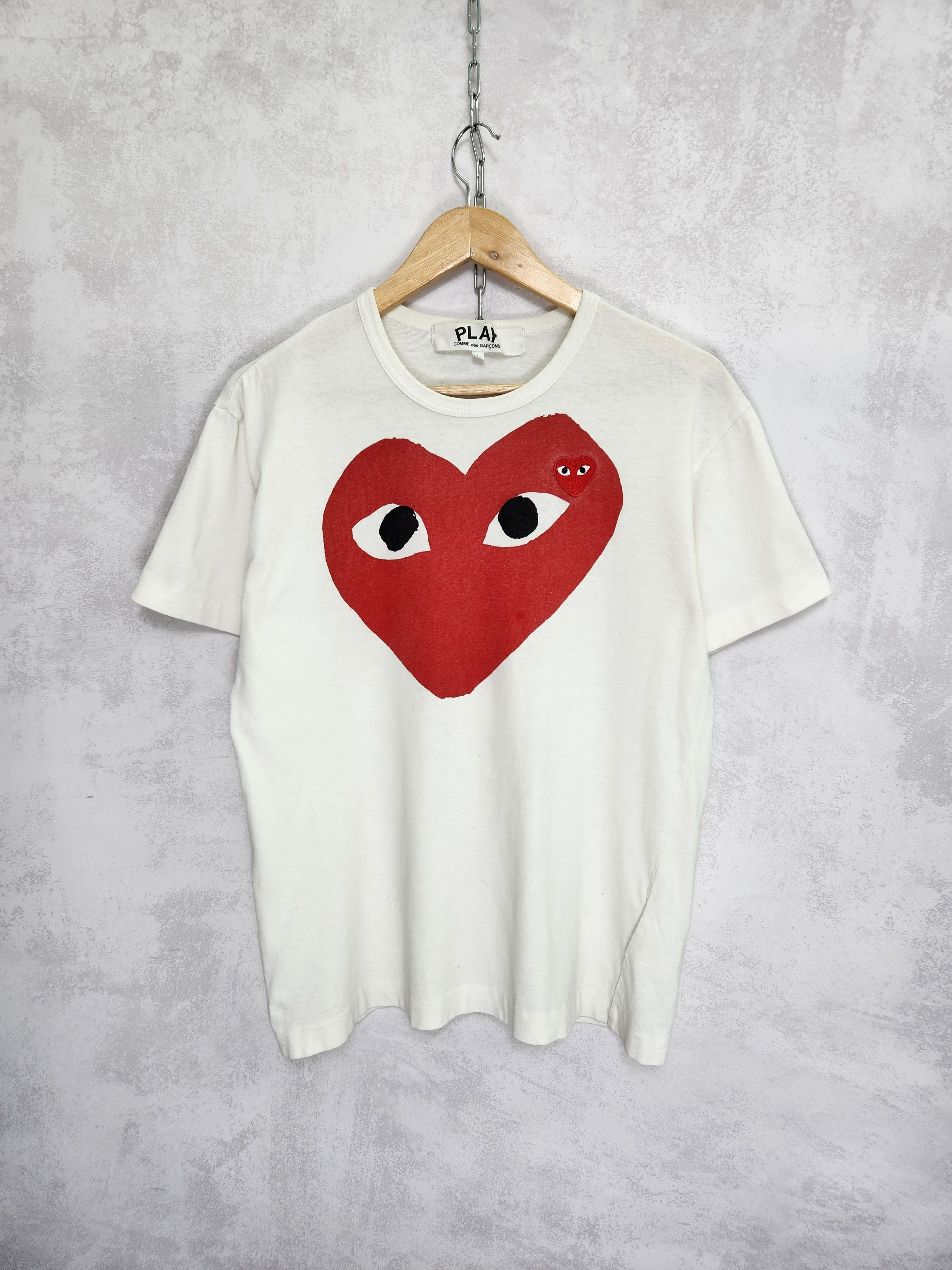 Pre-owned Comme Des Garcons X Comme Des Garcons Play T Shirt Big Logo In White