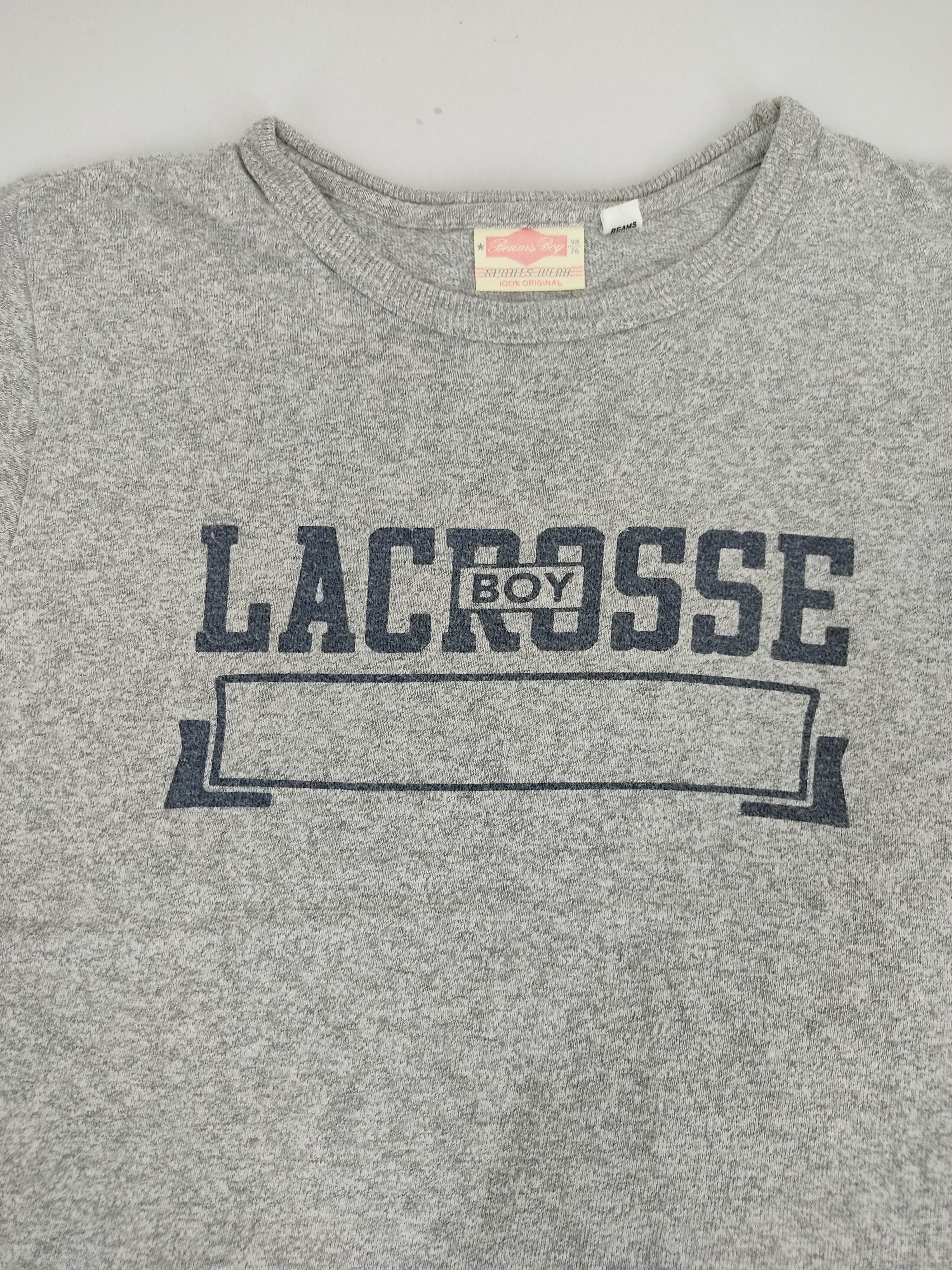 Japanese Brand Vintage Beams Boys Lacrosse #8 Spell Out Tee Size XS / US 0-2 / IT 36-38 - 3 Thumbnail