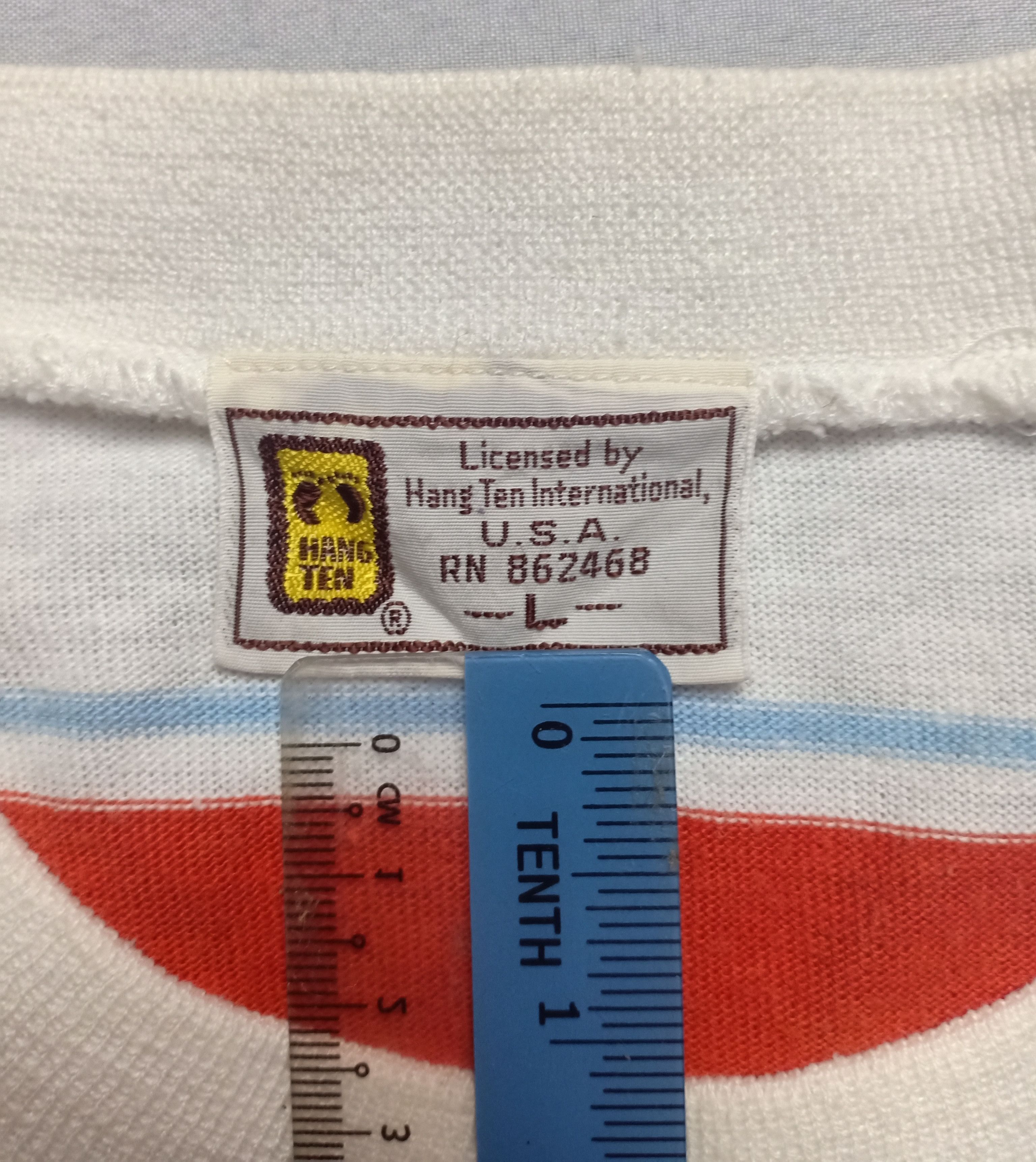 Hang Ten Vintage 70s 80s Hang Ten Striped Suffer / Skate Tee Size US S / EU 44-46 / 1 - 4 Thumbnail