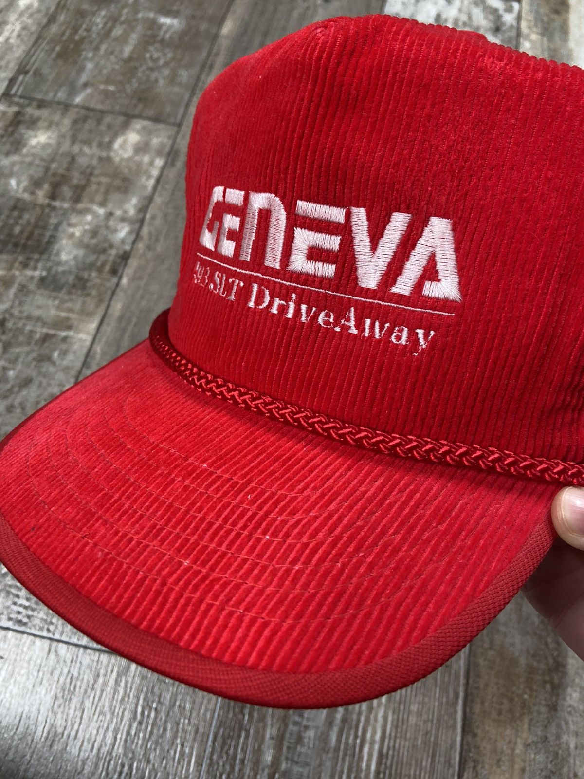 Vintage Crazy Vintage Corduroy Trucker Hat Geneva Red USA Y2K 90’s Size ONE SIZE - 1 Thumbnail