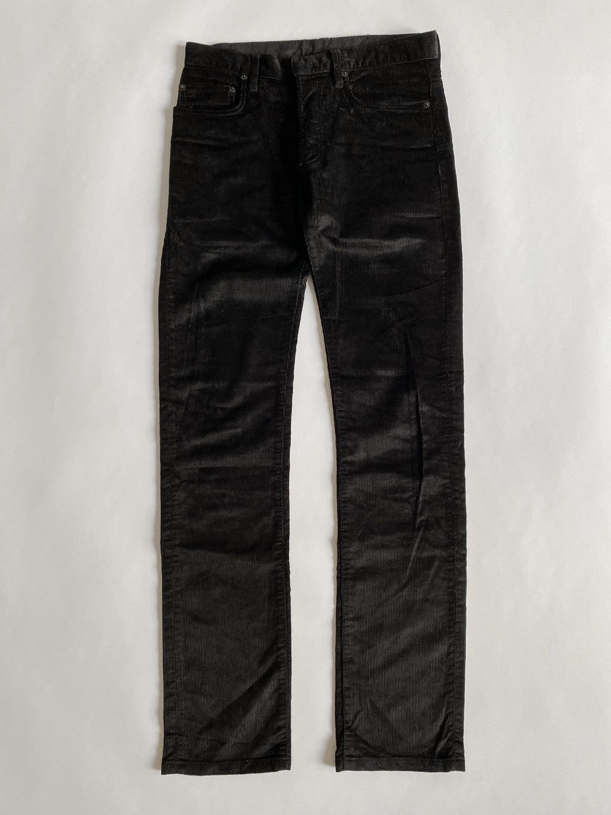 image of Dior Homme Ss04 ‘Strip’ Waxed Corduroy Pants in Black, Men's (Size 28)