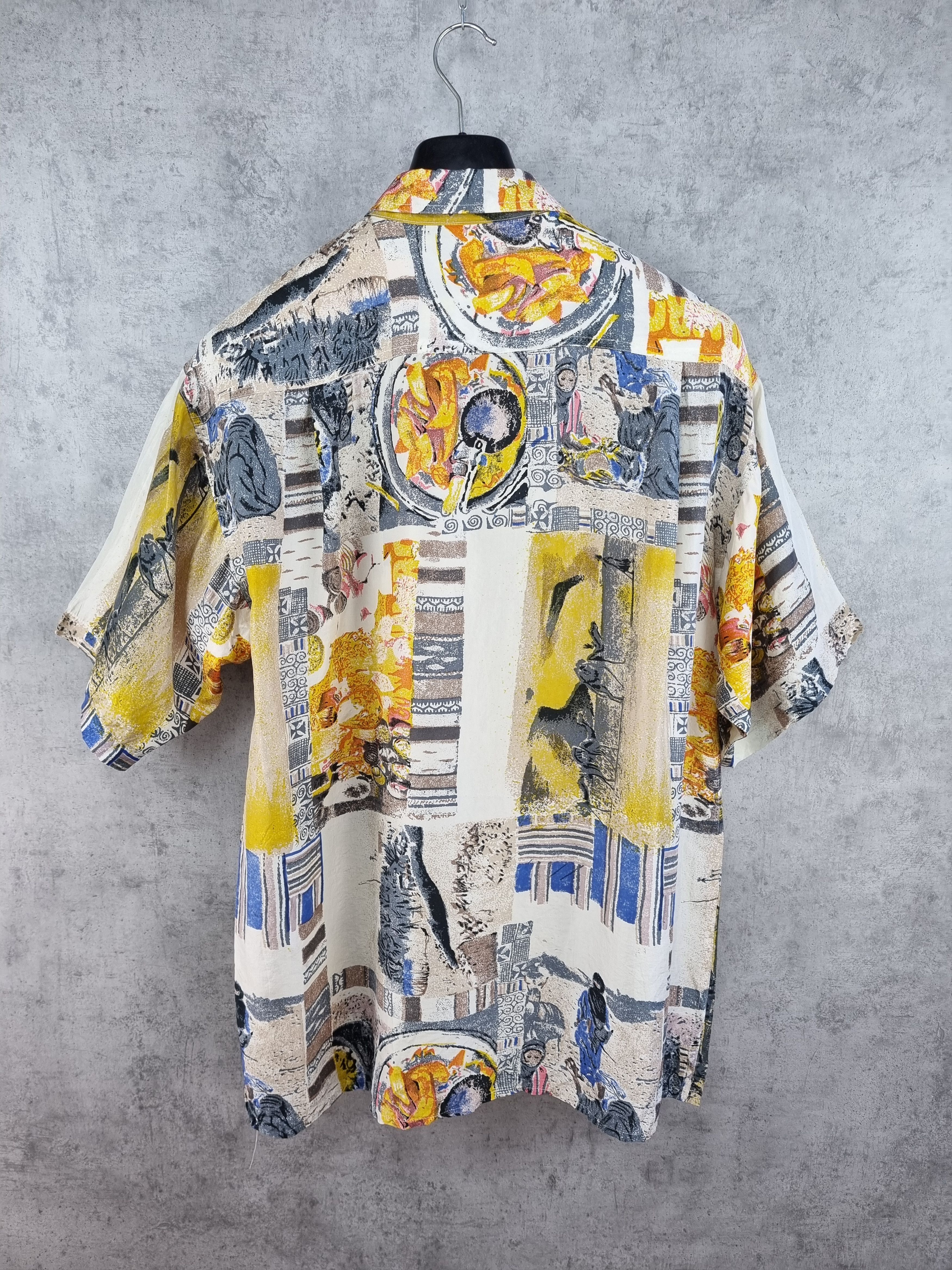 Vintage 90s Silk Shirt Camels Pattern Desert Dries Van Noten Style Size US XL / EU 56 / 4 - 4 Thumbnail