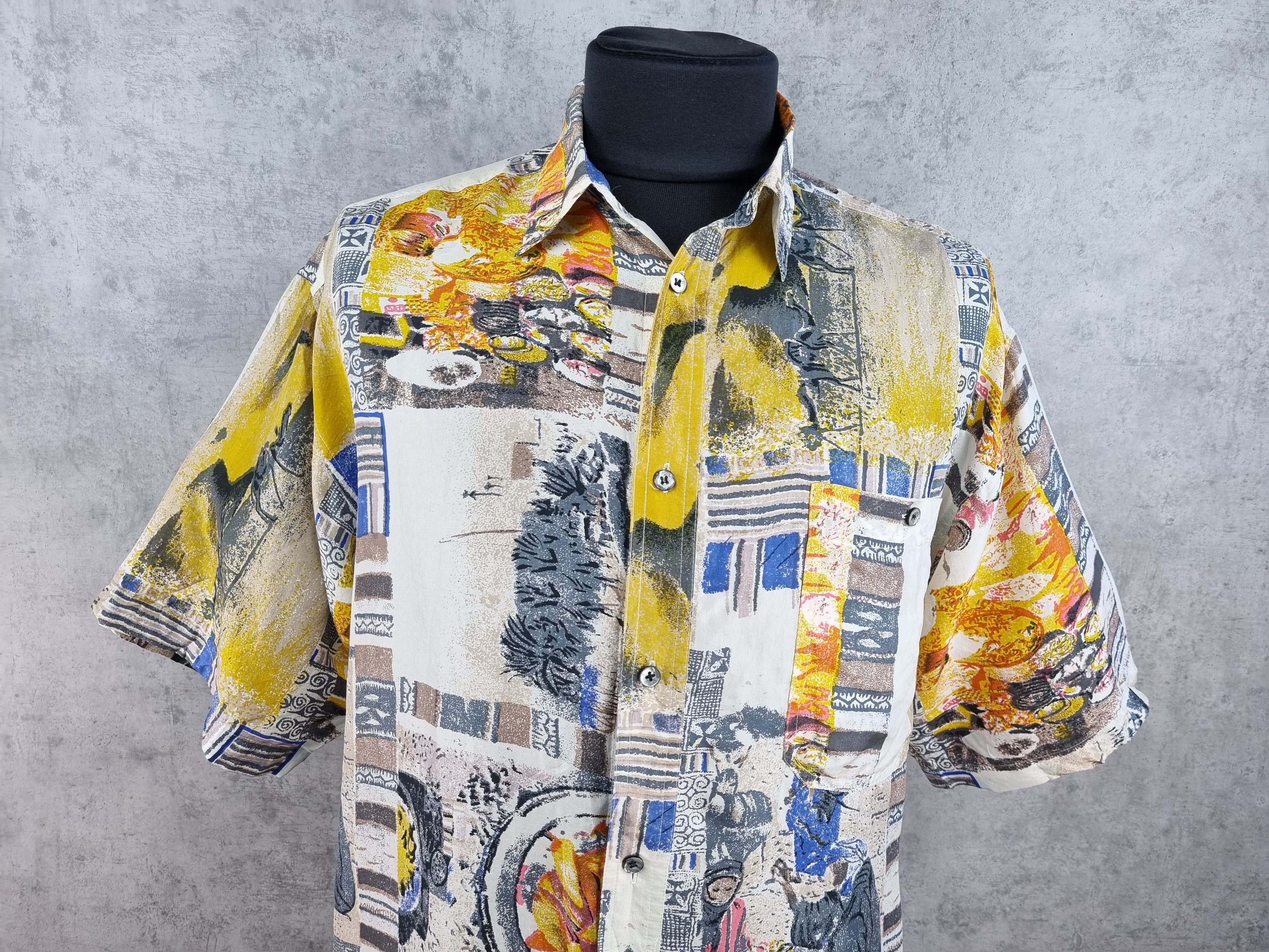 Vintage 90s Silk Shirt Camels Pattern Desert Dries Van Noten Style Size US XL / EU 56 / 4 - 5 Thumbnail