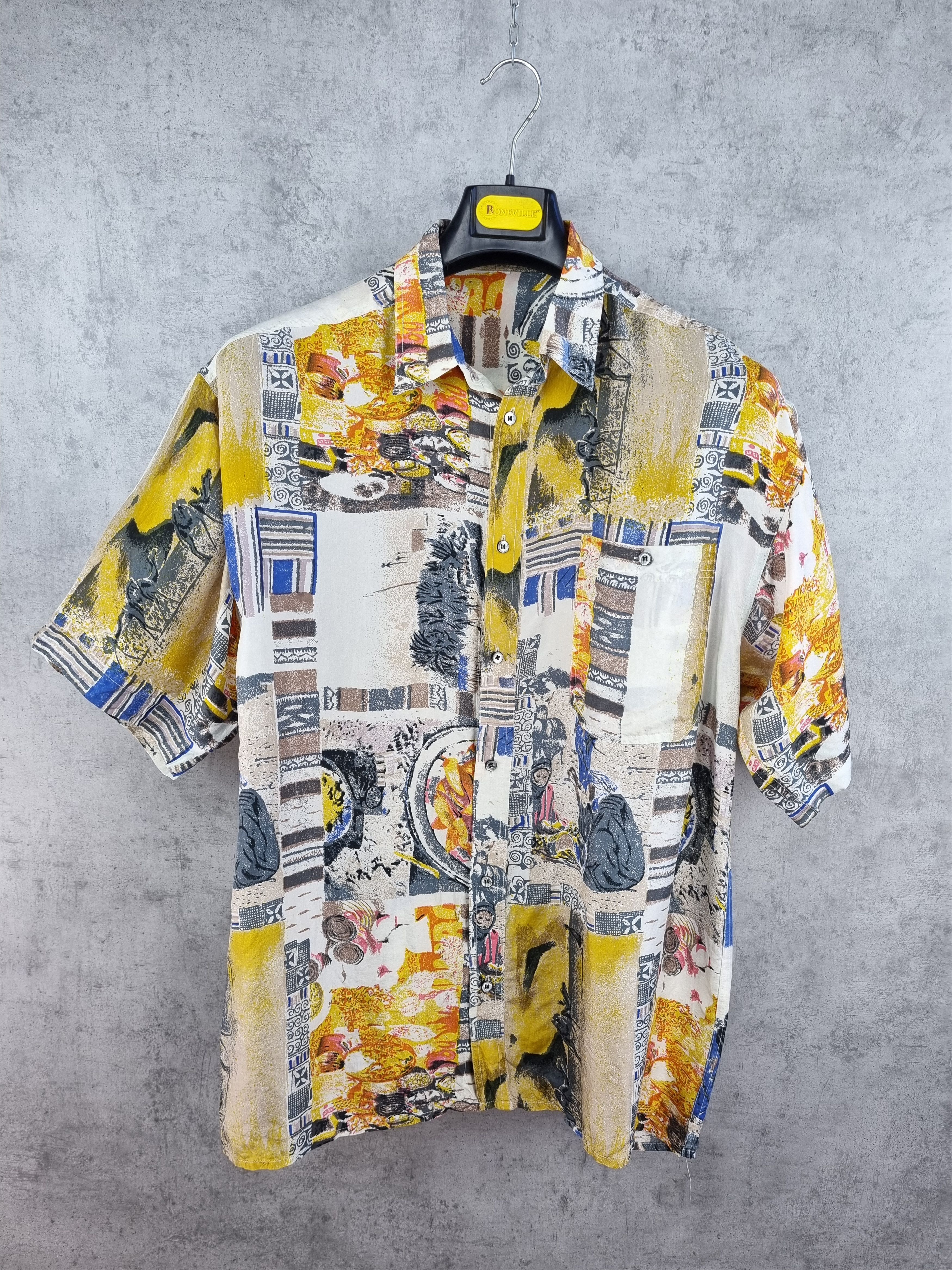 Vintage 90s Silk Shirt Camels Pattern Desert Dries Van Noten Style Size US XL / EU 56 / 4 - 2 Thumbnail