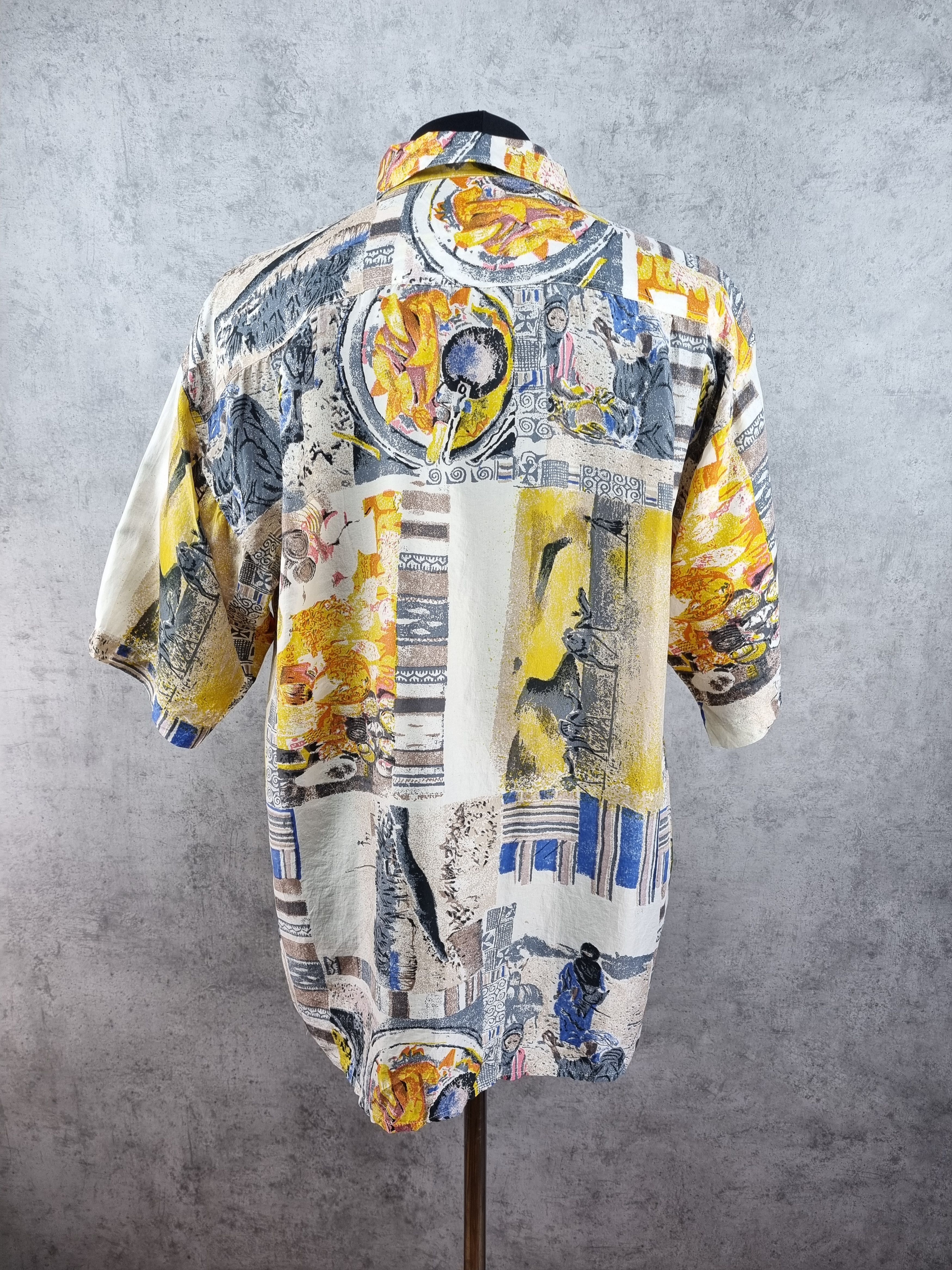 Vintage 90s Silk Shirt Camels Pattern Desert Dries Van Noten Style Size US XL / EU 56 / 4 - 3 Thumbnail