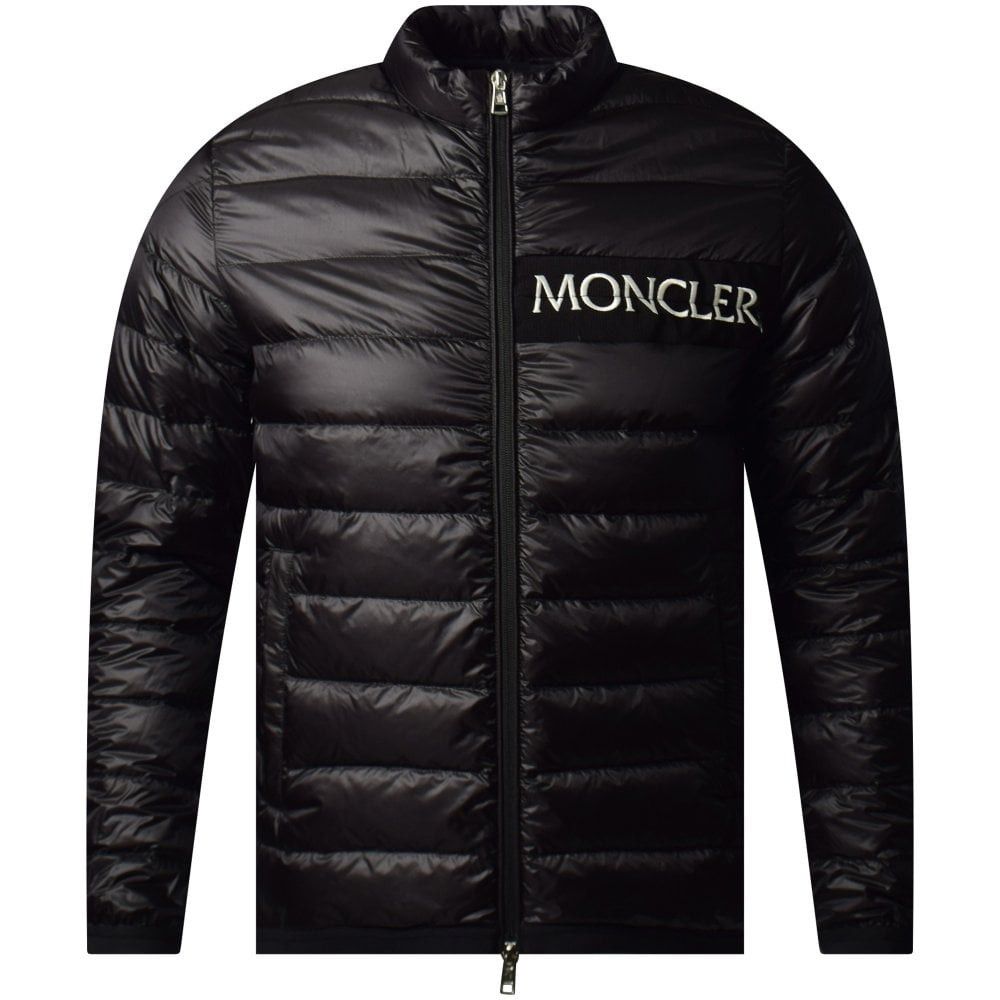 Image of Moncler Black Neveu Nylon Embroidered Down Jacket, Men's (Size XL)