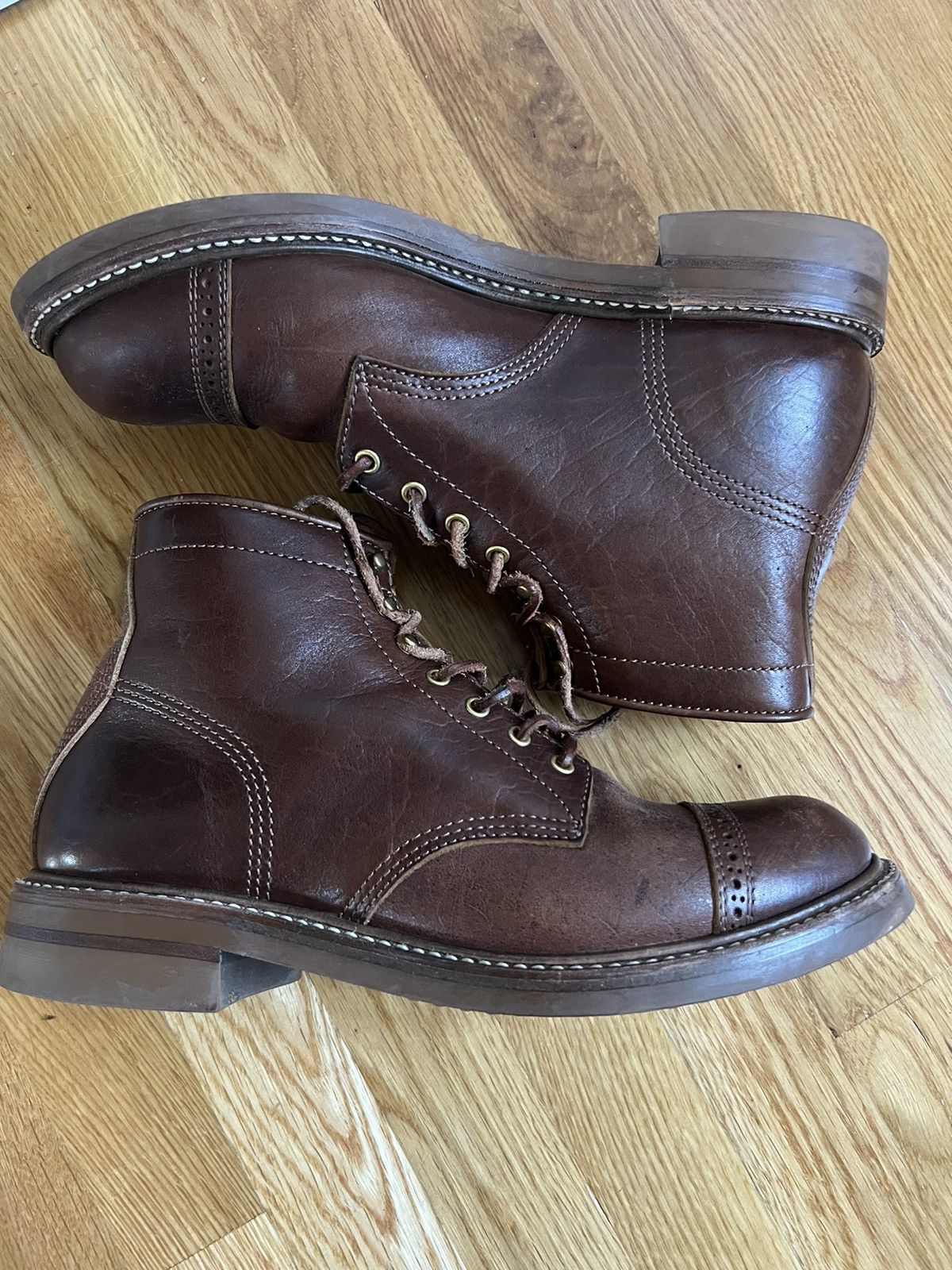 image of John Lofgren Shinki Horsehide Combat Boots in Brown, Men's (Size 10)