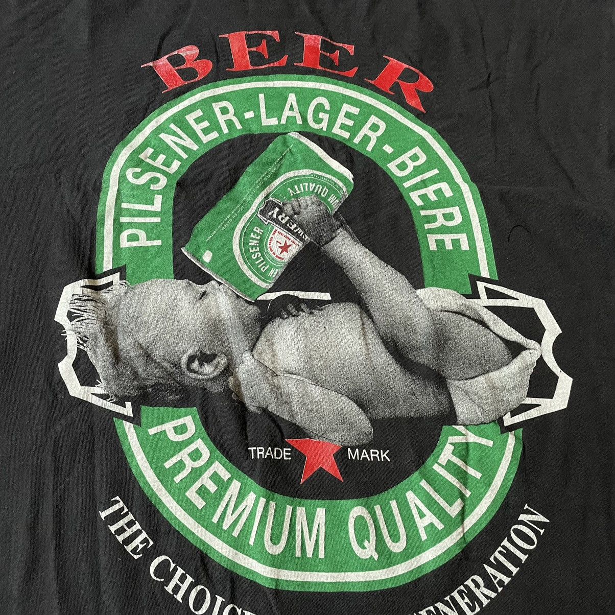 Vintage Vintage 90s Graphic Beer Slogan Tee Faded Black Grunge XL Size US XL / EU 56 / 4 - 6 Thumbnail