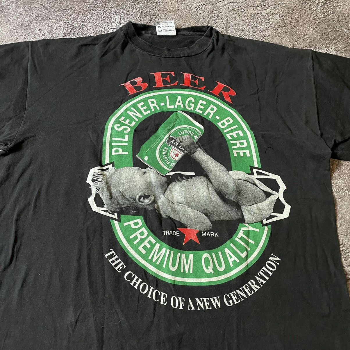 Vintage Vintage 90s Graphic Beer Slogan Tee Faded Black Grunge XL Size US XL / EU 56 / 4 - 5 Thumbnail