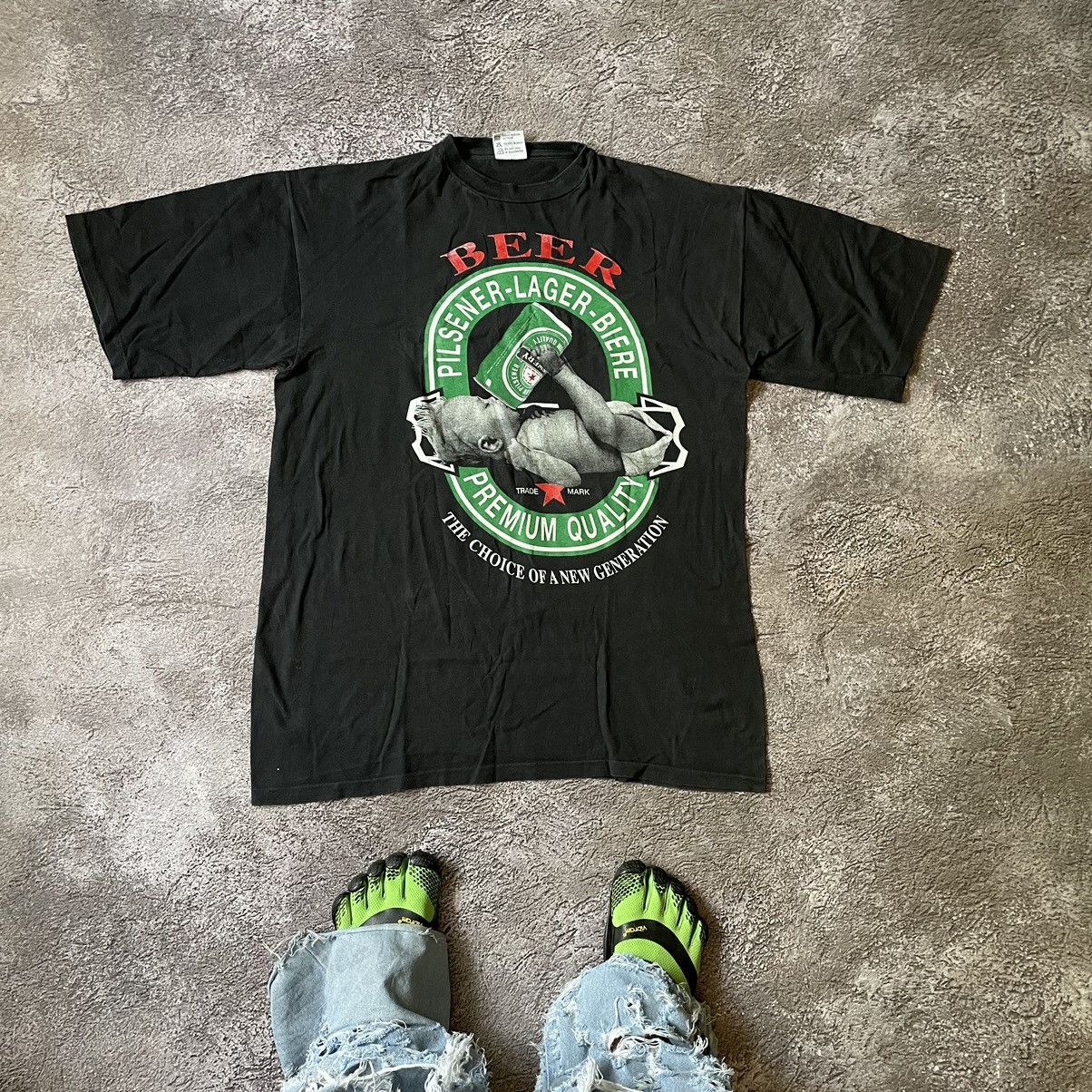 Vintage Vintage 90s Graphic Beer Slogan Tee Faded Black Grunge XL Size US XL / EU 56 / 4 - 1 Thumbnail
