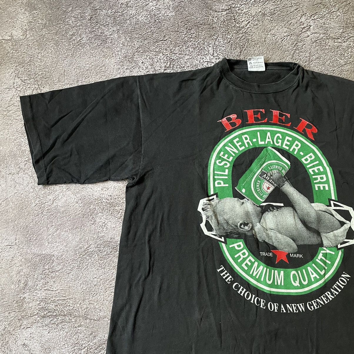 Vintage Vintage 90s Graphic Beer Slogan Tee Faded Black Grunge XL Size US XL / EU 56 / 4 - 4 Thumbnail