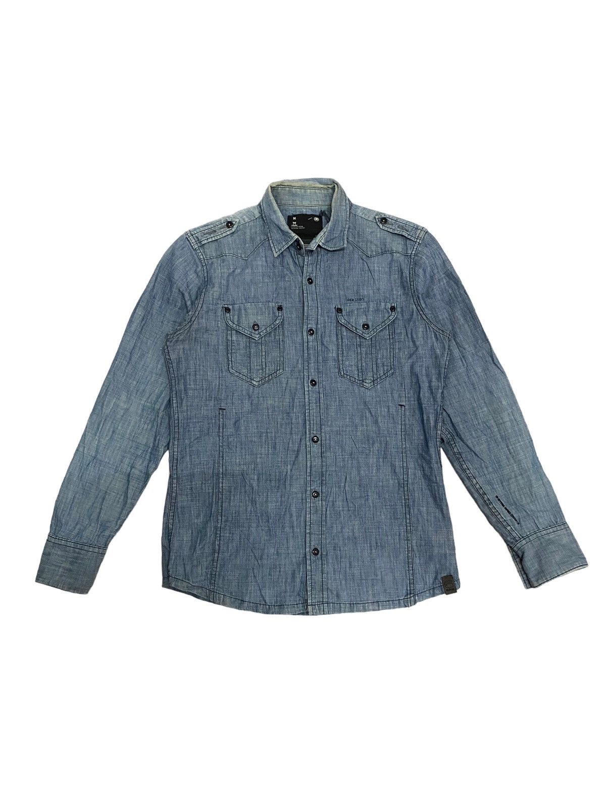 G-Star × Japanese Brand × Vintage Offer‼️Vintage G-star Raw Denim Shirt Size US M / EU 48-50 / 2 - 2 Thumbnail