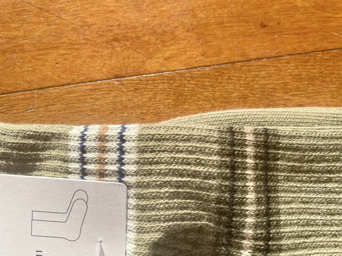 JW Anderson × Uniqlo Olive Lined Socks Dress Crew Cotton Logo Green Striped Size ONE SIZE - 11 Thumbnail