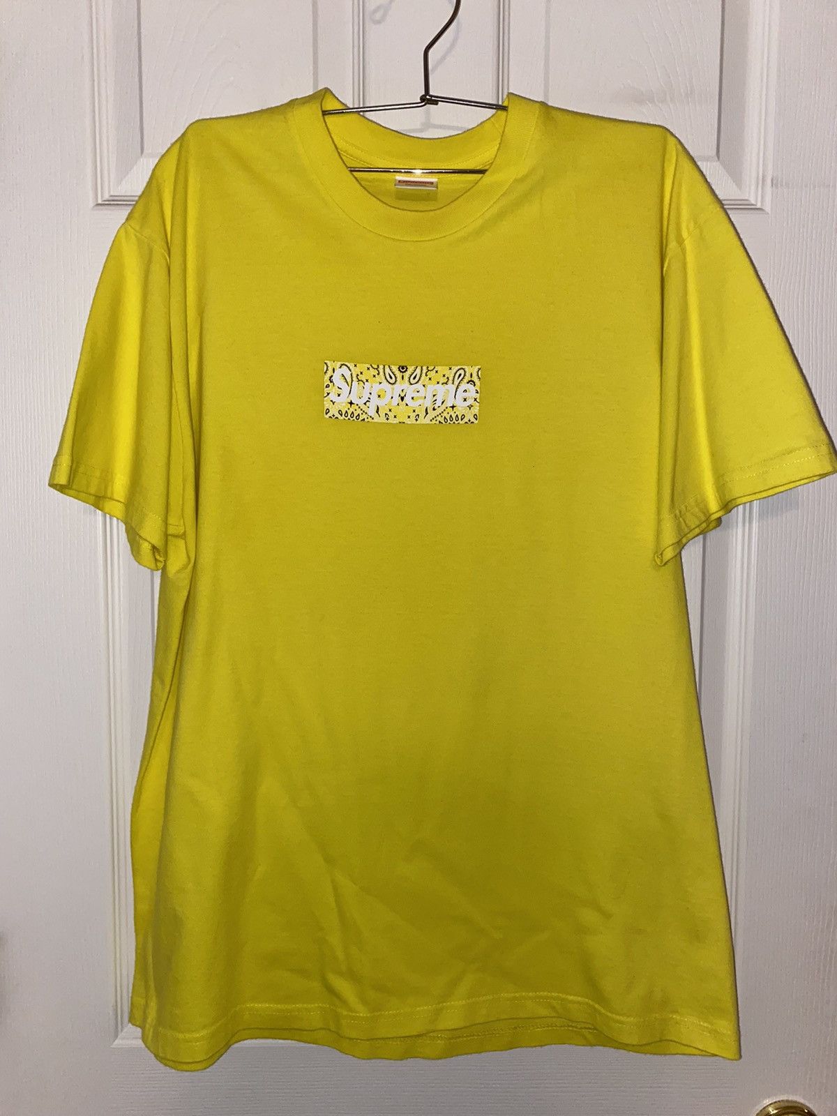 Supreme Yellow Paisley Box Logo Sz L