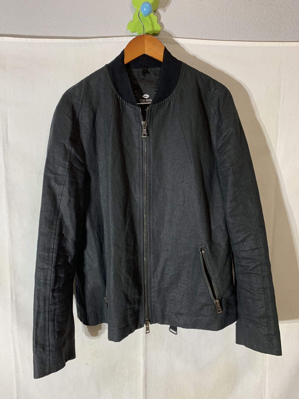 image of Tom Rebl Scar-Stitched Linen/cotton Jacket, 52, Black, Men's (Size Large)