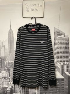 Supreme Supreme Ribbed Knit Stripe L/S Top FW16 SZ M Black VTG NYC