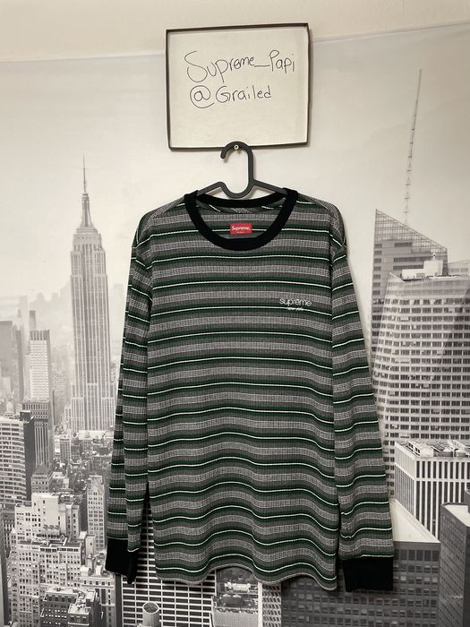 Supreme Supreme Ribbed Knit Stripe L/S Top FW16 SZ M Green VTG NYC