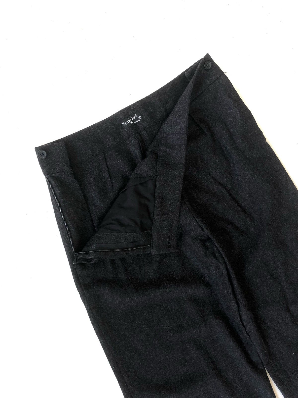 image of Margaret Howell Riri Zip High Waist Trousers Pants in Dark Grey, Men's (Size 28)