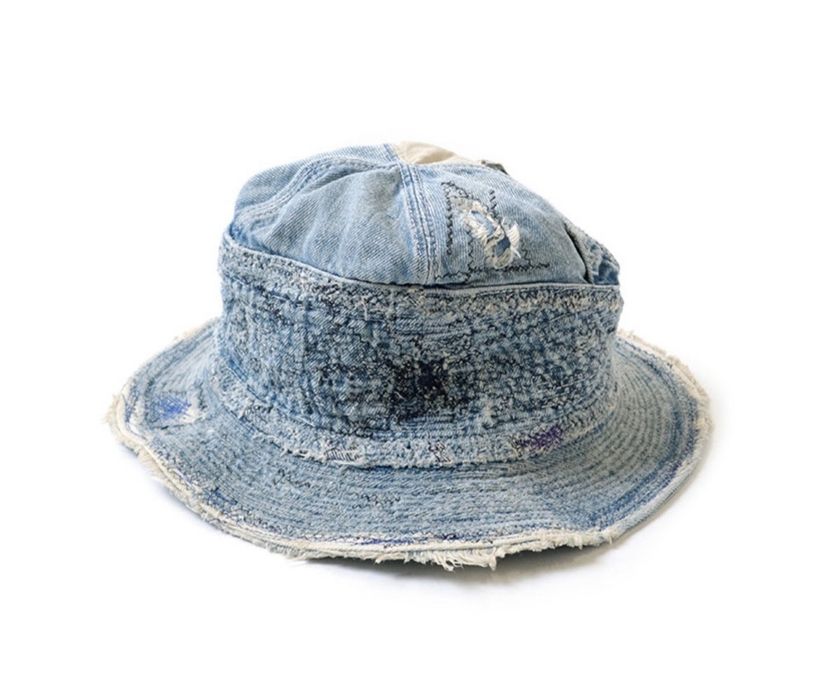 Kapital Kapital Old Man And The Sea Crushed Denim Bucket Hat | Grailed