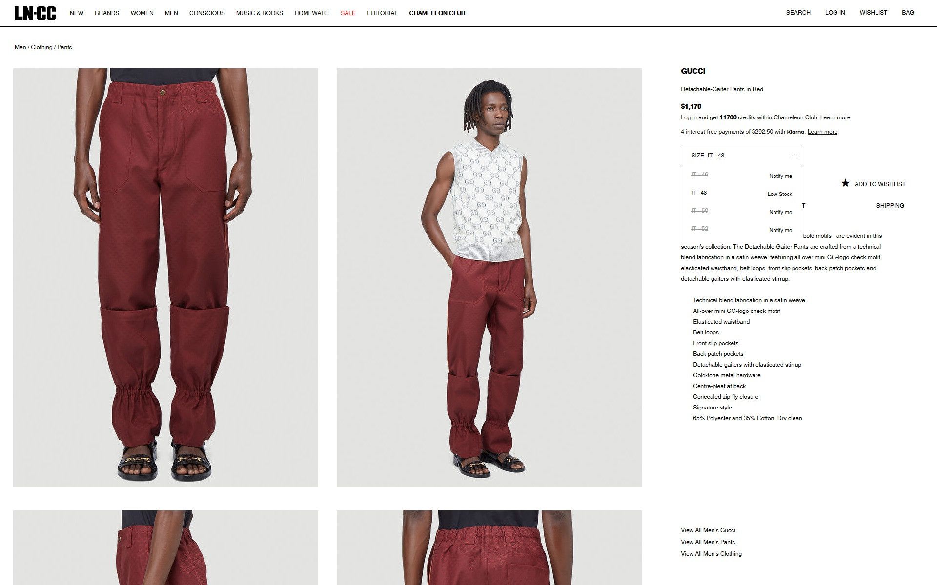 Gucci Gucci Detachable Gaiter Pants -- Burgundy. Size US 34 / EU 50 - 5 Thumbnail